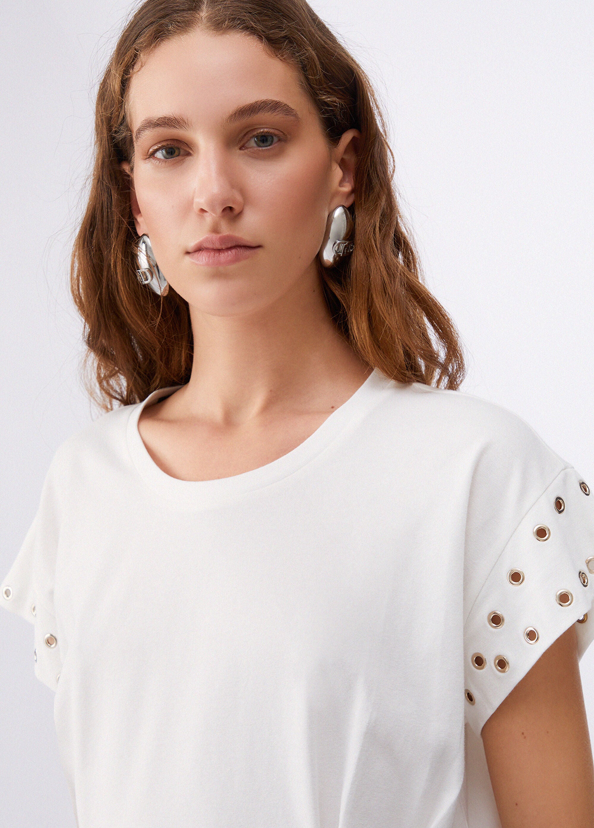 Liu Jo T-shirt con occhielli decorativi Bianco