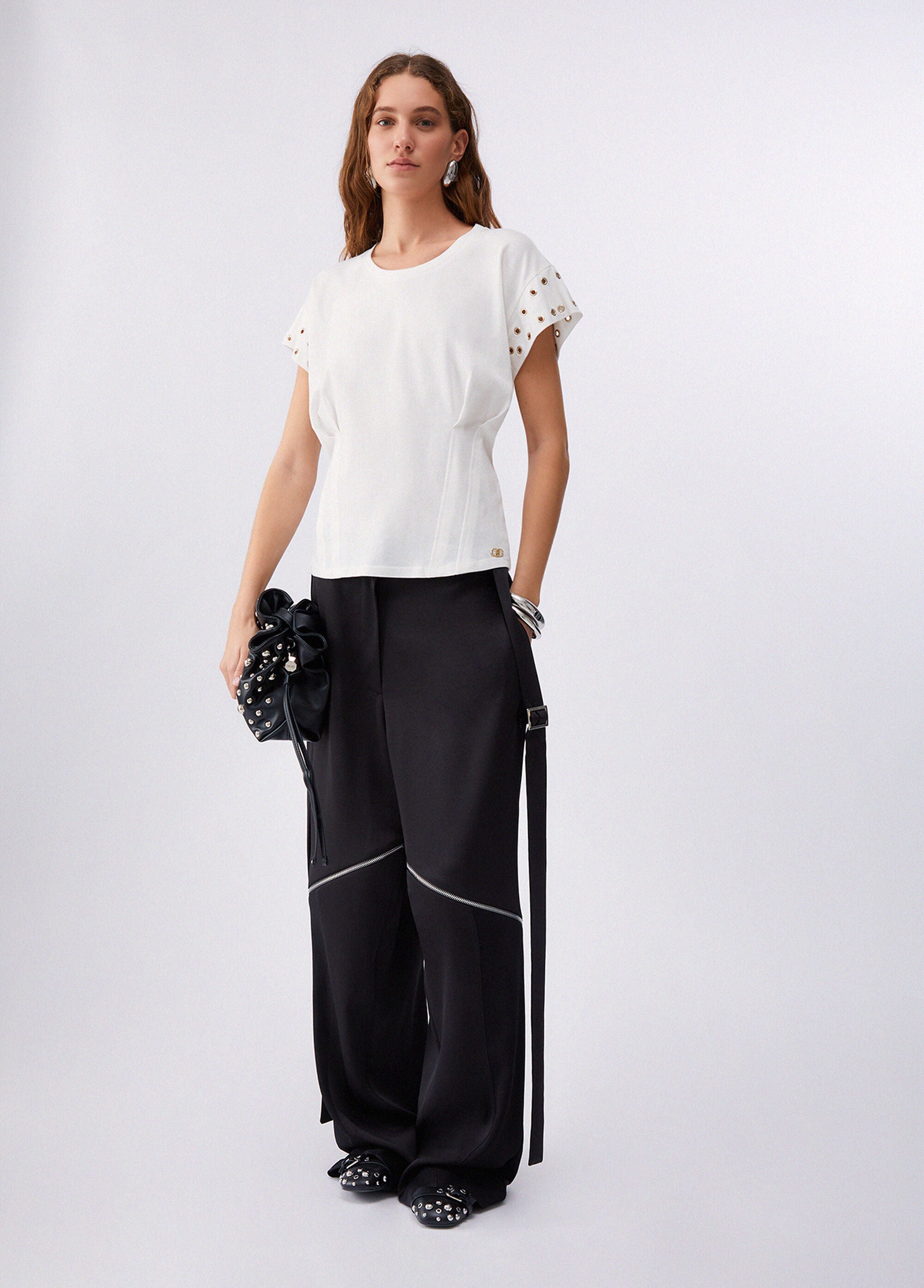 Liu Jo T-shirt con occhielli decorativi Bianco