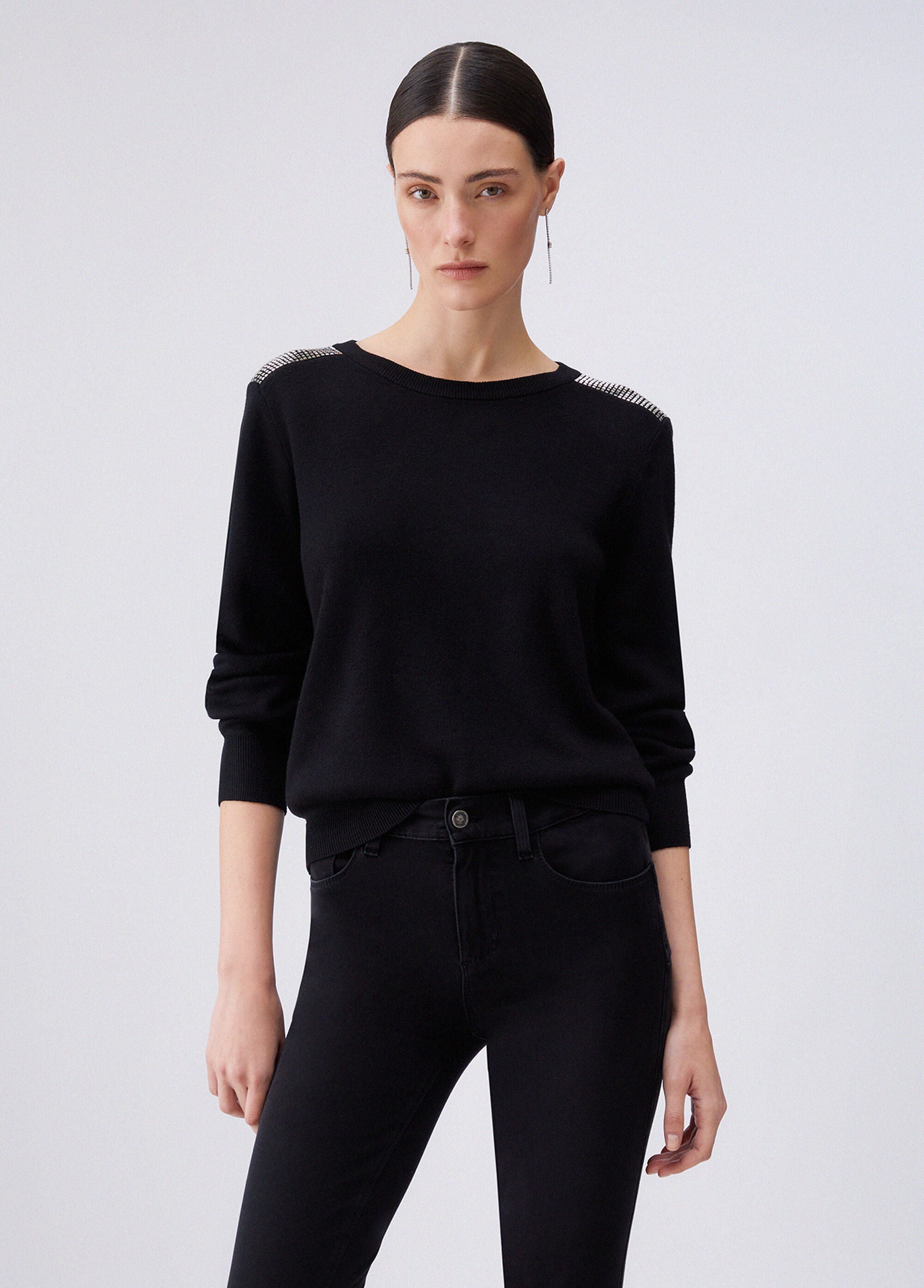 Liu Jo T-shirt Maglia con perline Nero