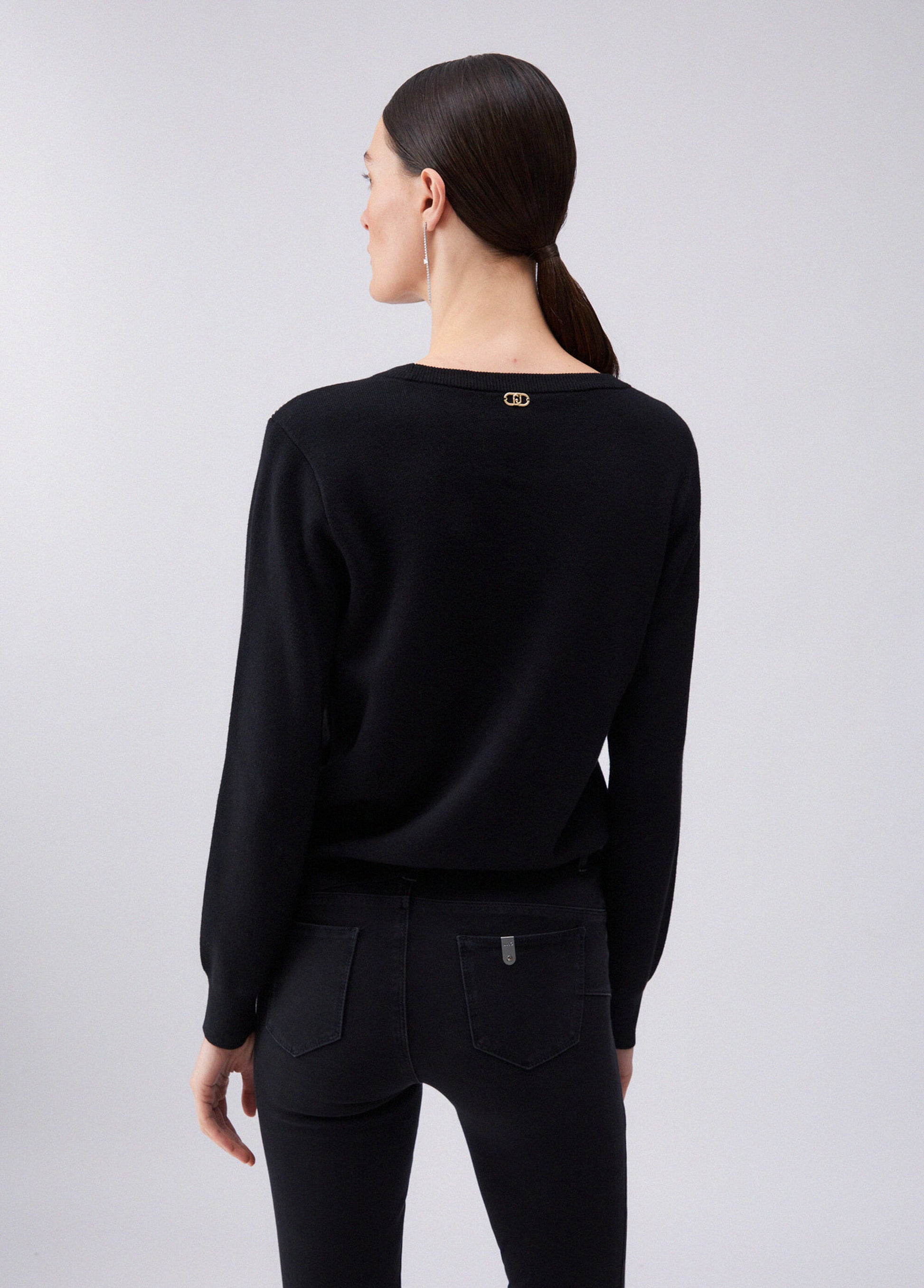 Liu Jo T-shirt Maglia con perline Nero