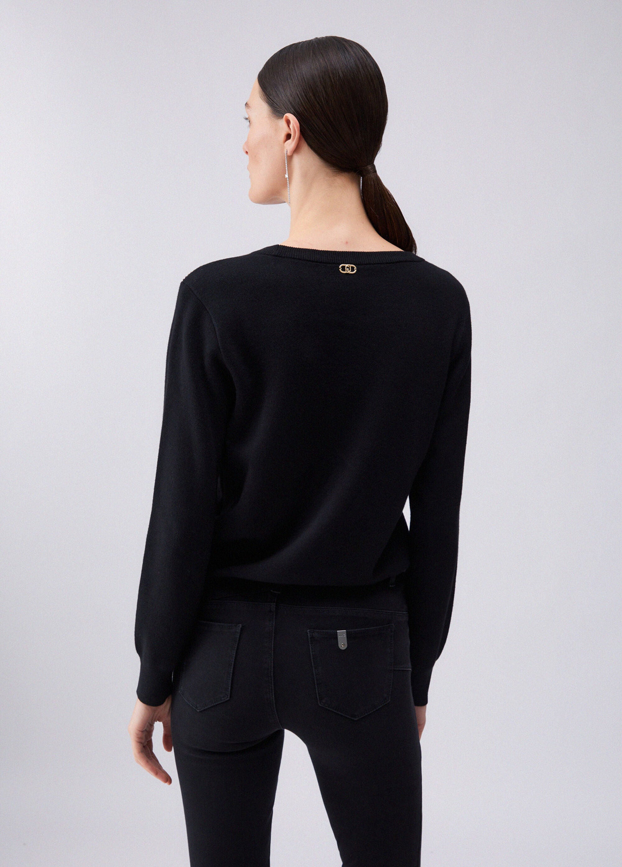 Liu Jo T-shirt Maglia con perline Nero