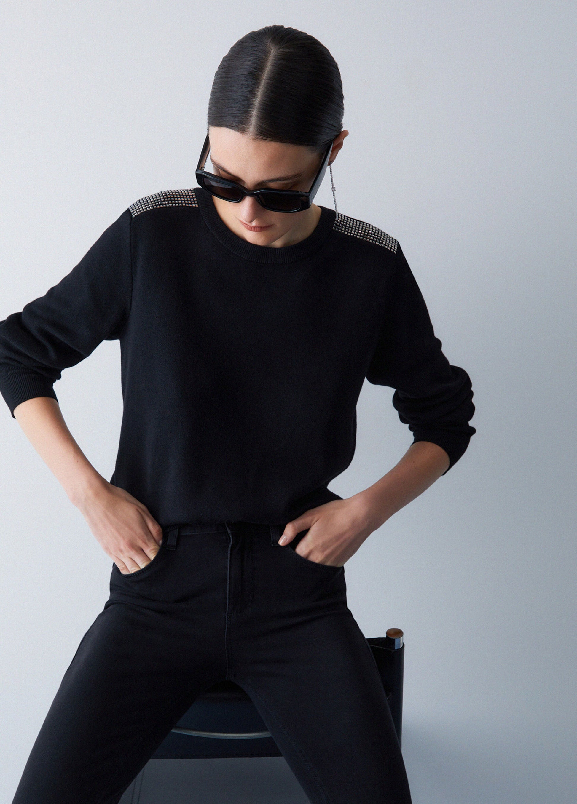 Liu Jo T-shirt Maglia con perline Nero