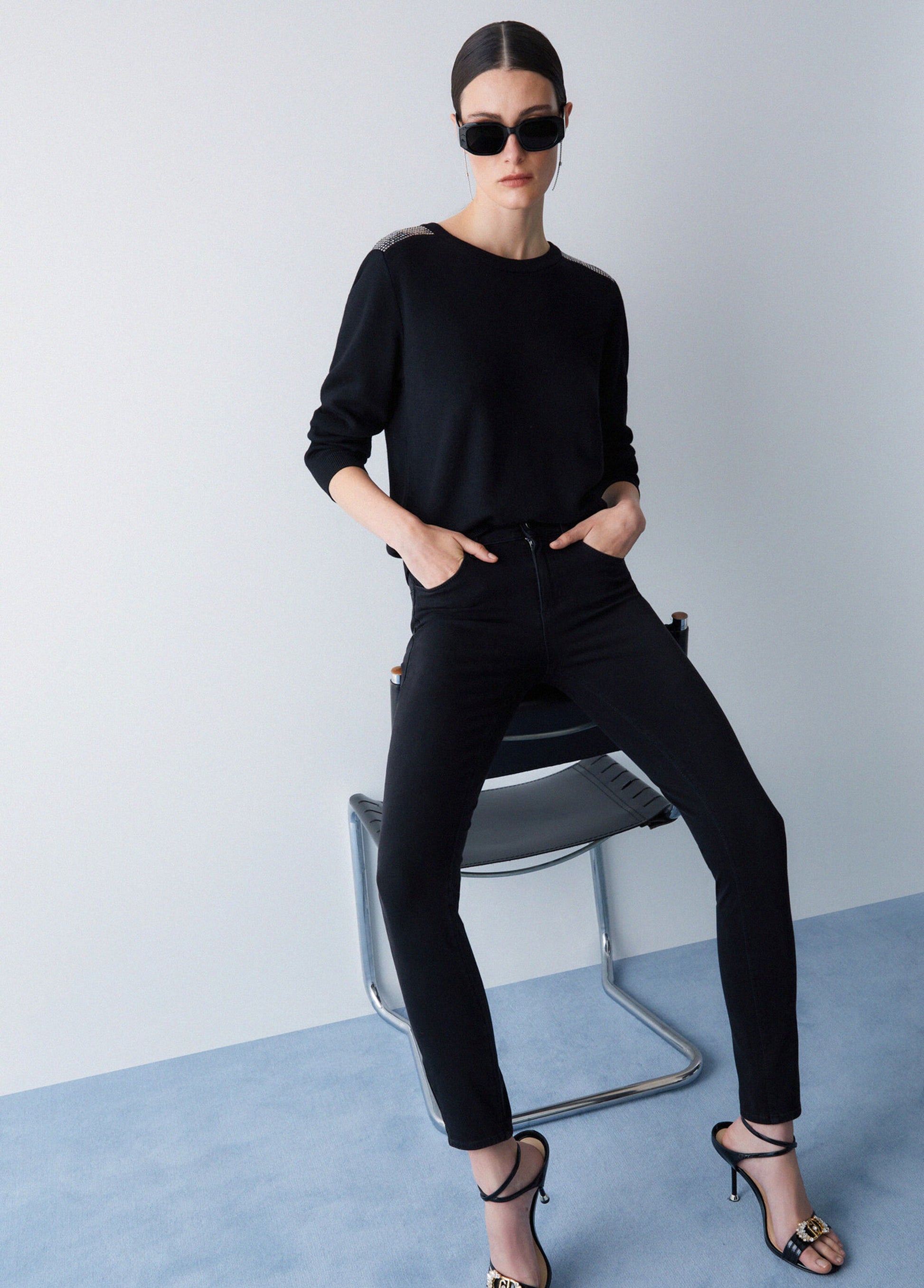 Liu Jo T-shirt Maglia con perline Nero