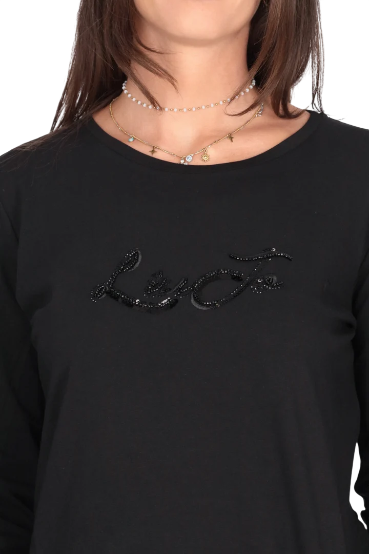 T-Shirt - Nero paillettes
