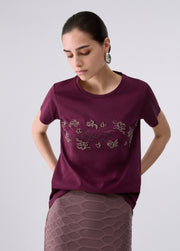 T-Shirt - Rosso melanzana fantasia