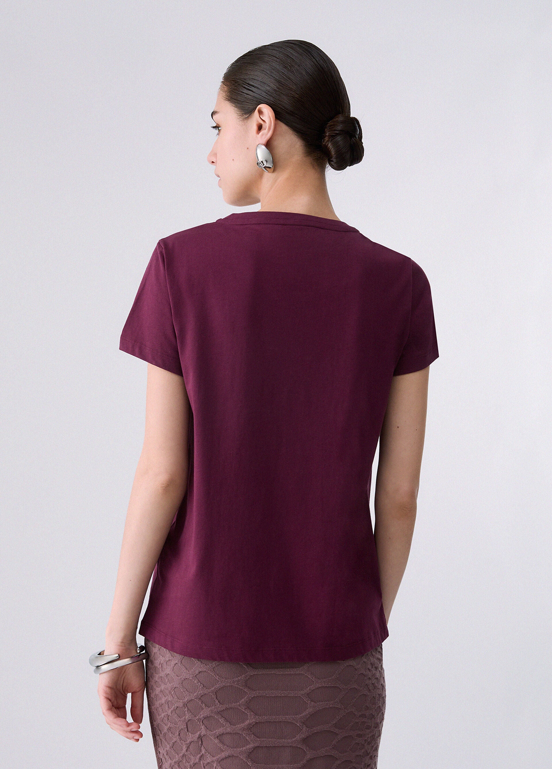 T-Shirt - Rosso melanzana fantasia