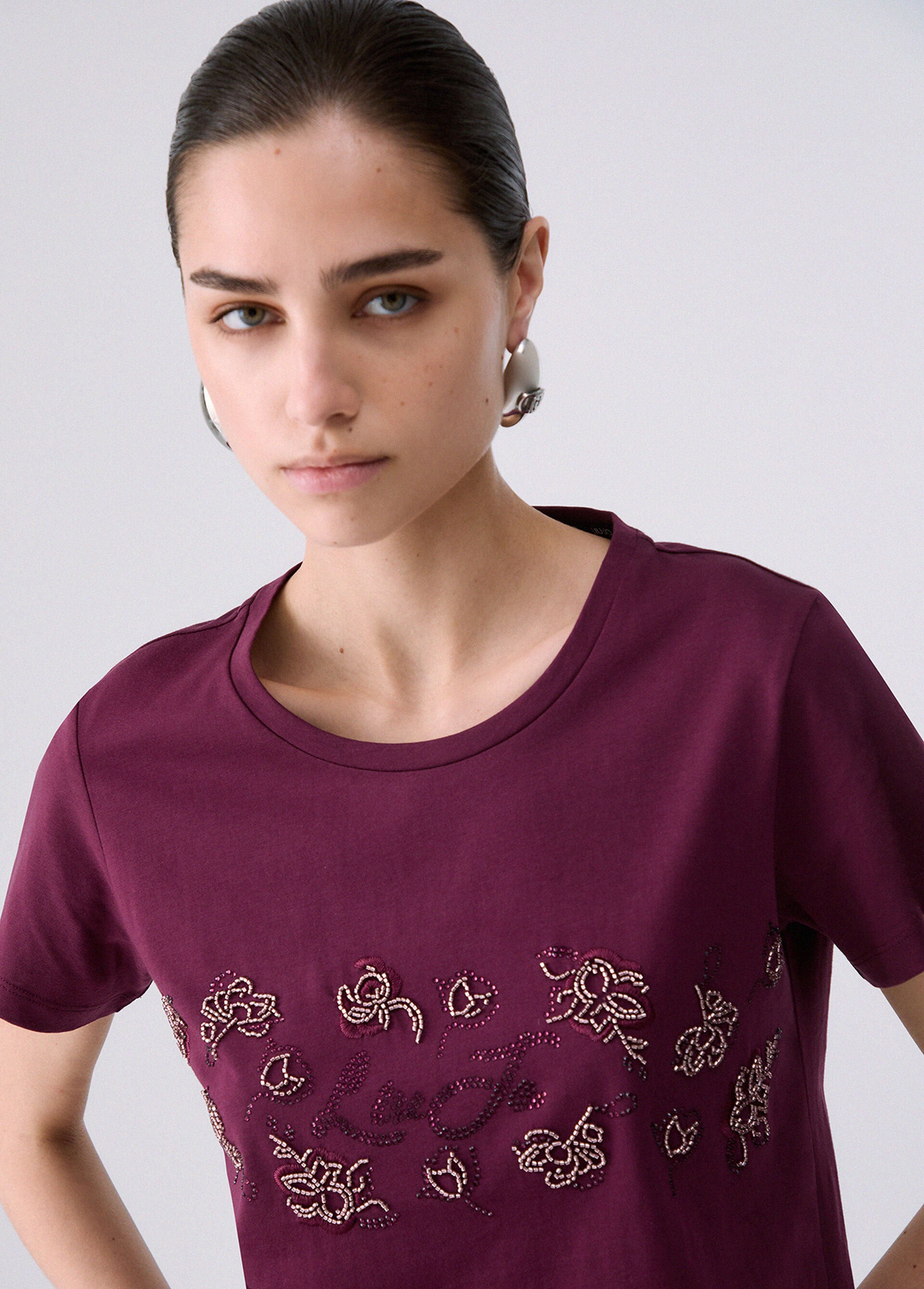 T-Shirt - Rosso melanzana fantasia