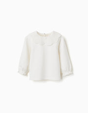 Zippy Maglia a Maniche Lunghe con Colletto Sangallo Neonata - Bianco
