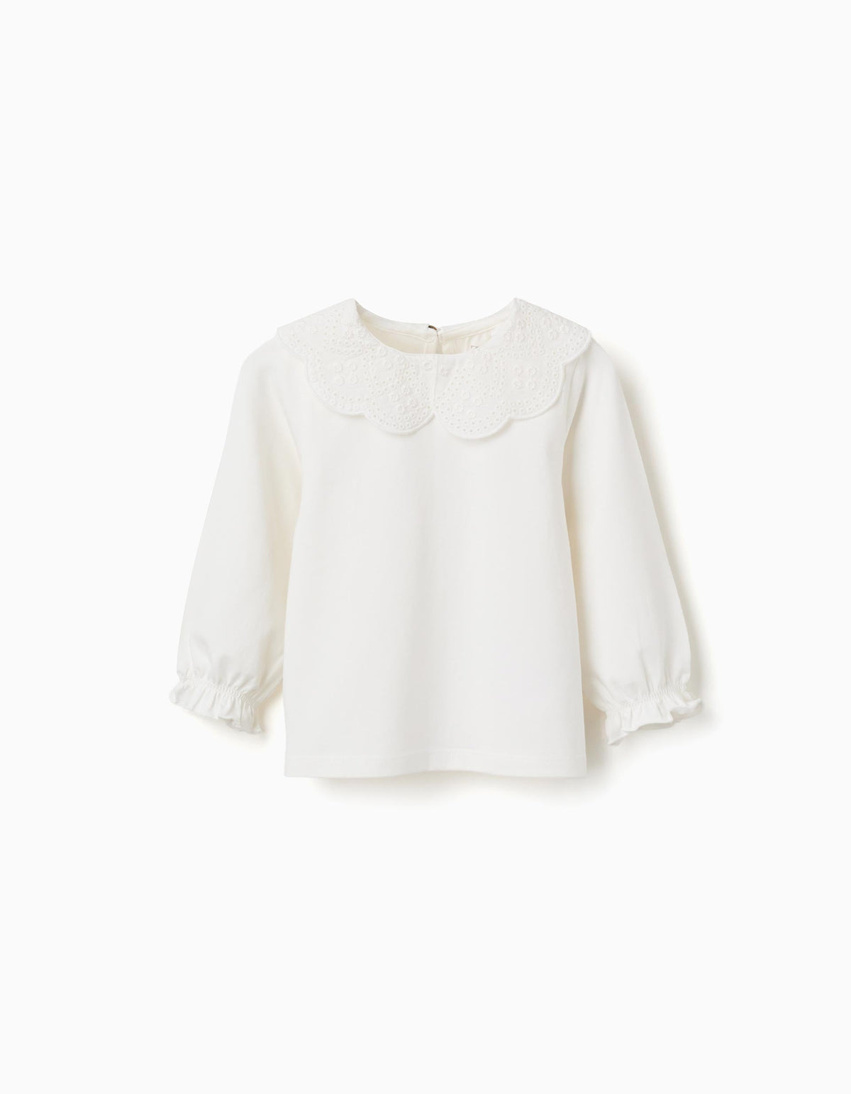Zippy Maglia a Maniche Lunghe con Colletto Sangallo Neonata - Bianco