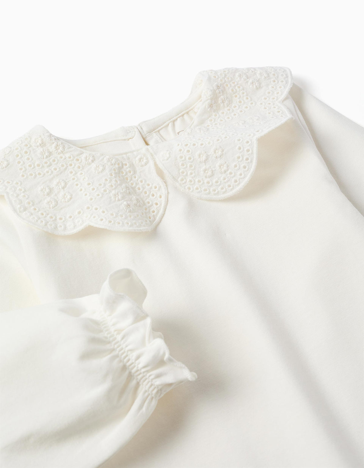 Zippy Maglia a Maniche Lunghe con Colletto Sangallo Neonata - Bianco