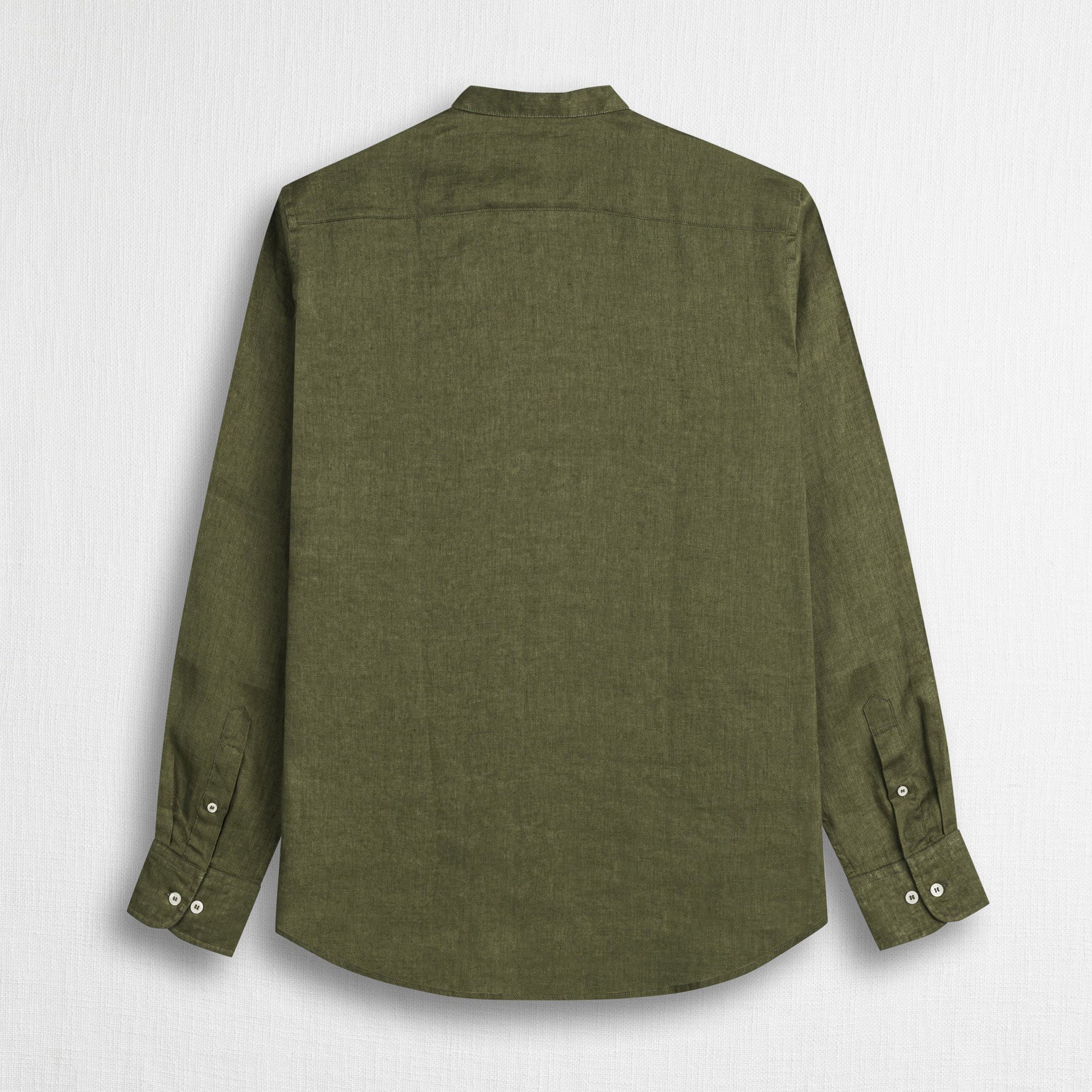 MCS Camicia 100% lino con collo alla coreana Verde