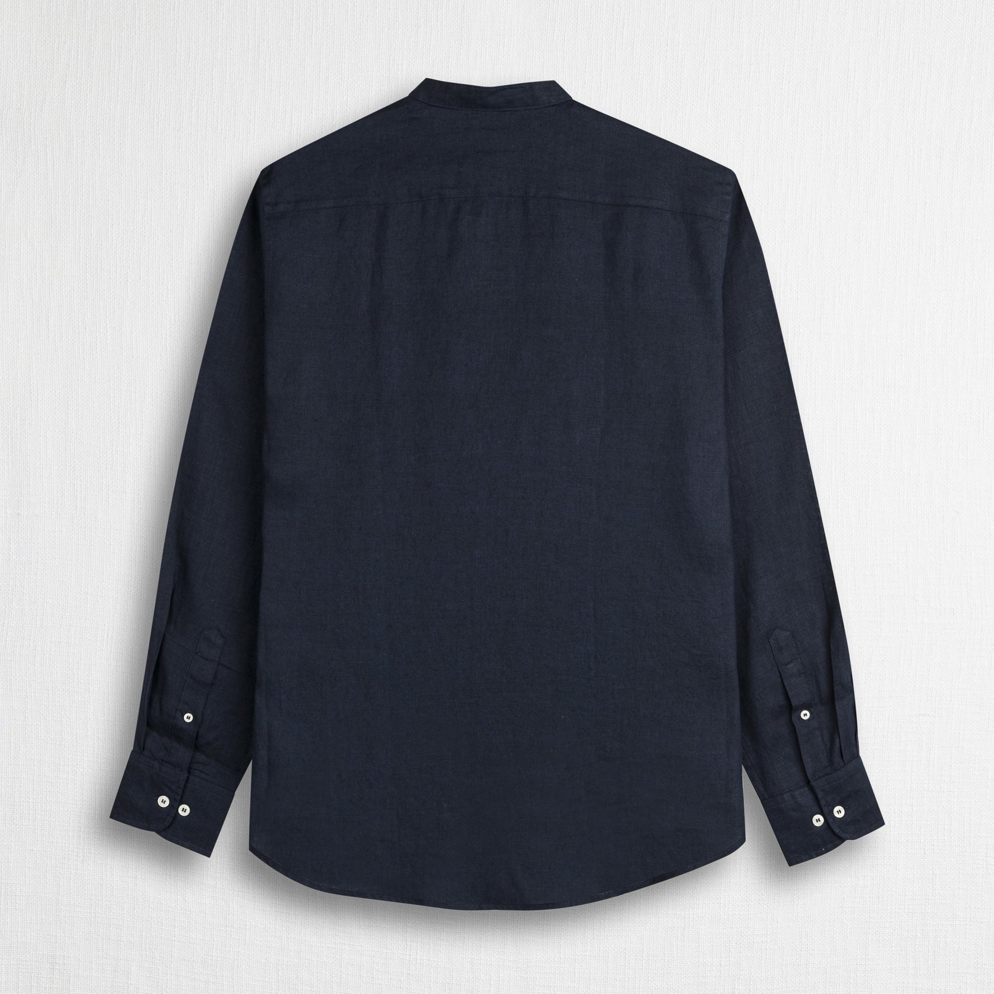 MCS Camicia 100% lino con collo alla coreana Blu