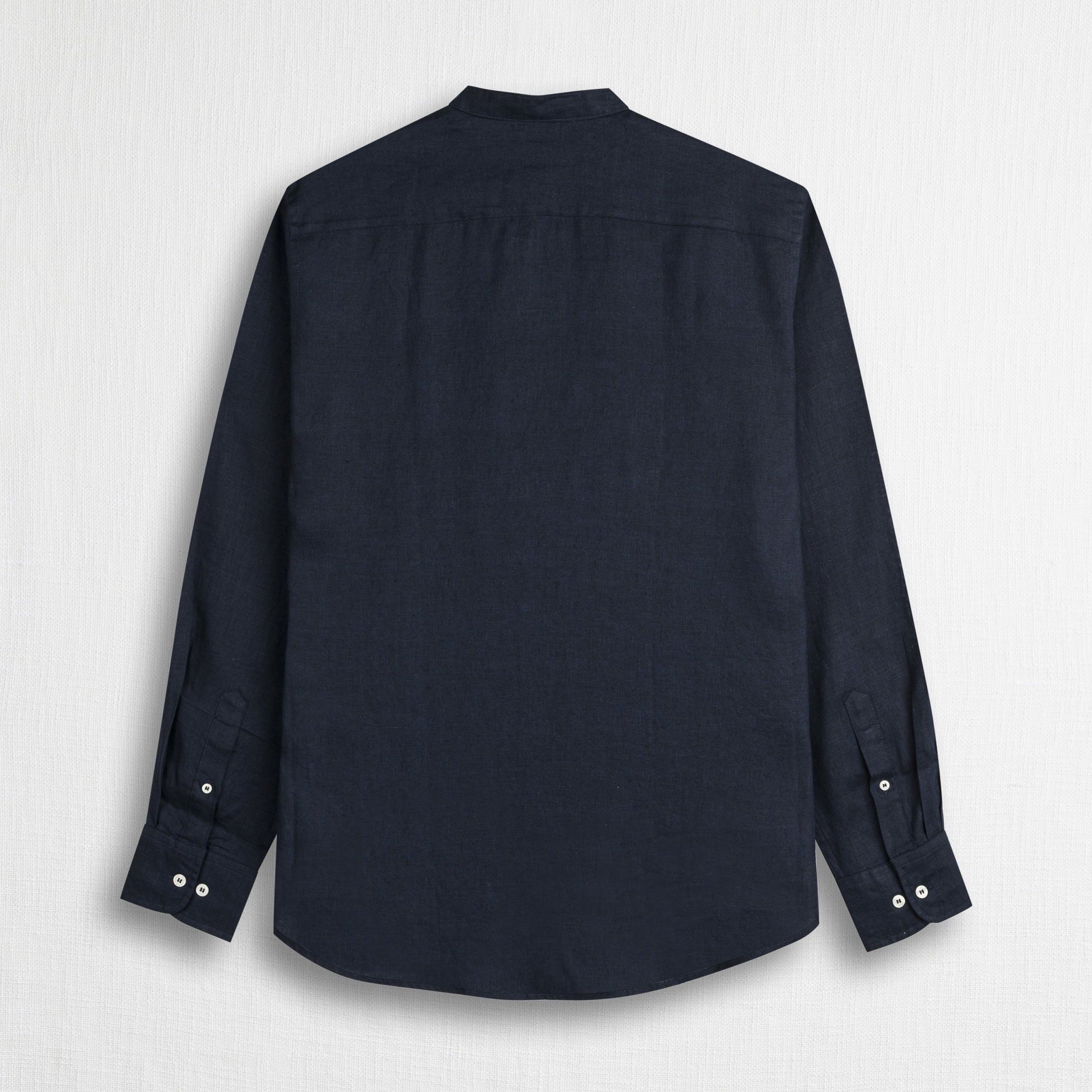 MCS Camicia 100% lino con collo alla coreana Blu