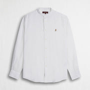 MCS Camicia 100% lino con collo alla coreana Bianco