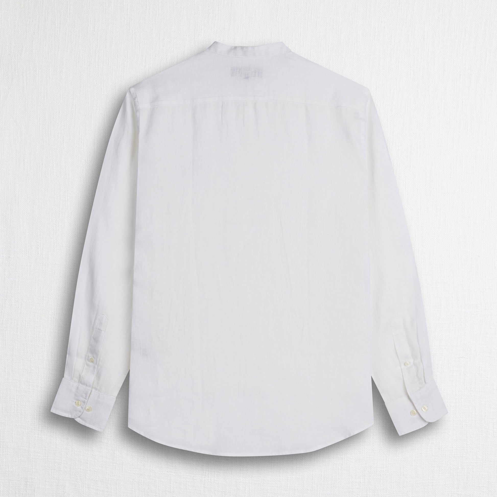 MCS Camicia 100% lino con collo alla coreana Bianco
