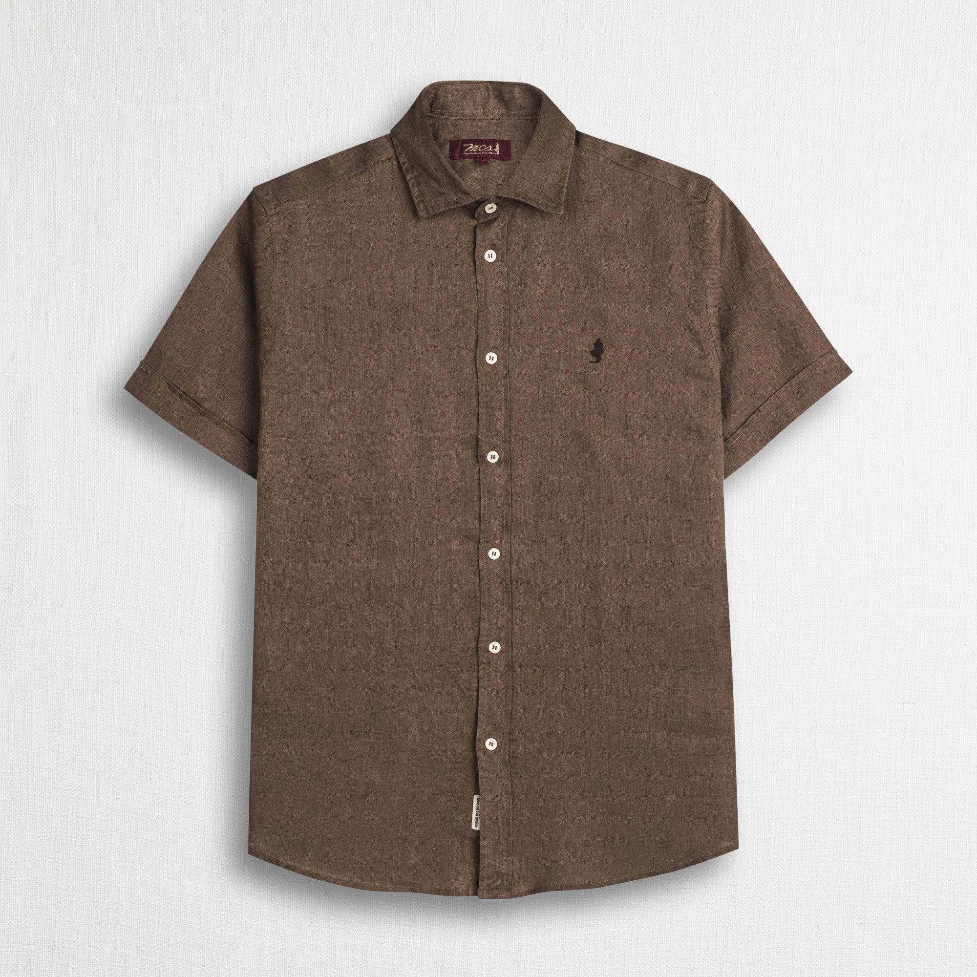 MCS Camicia 100% lino manica corta Marrone