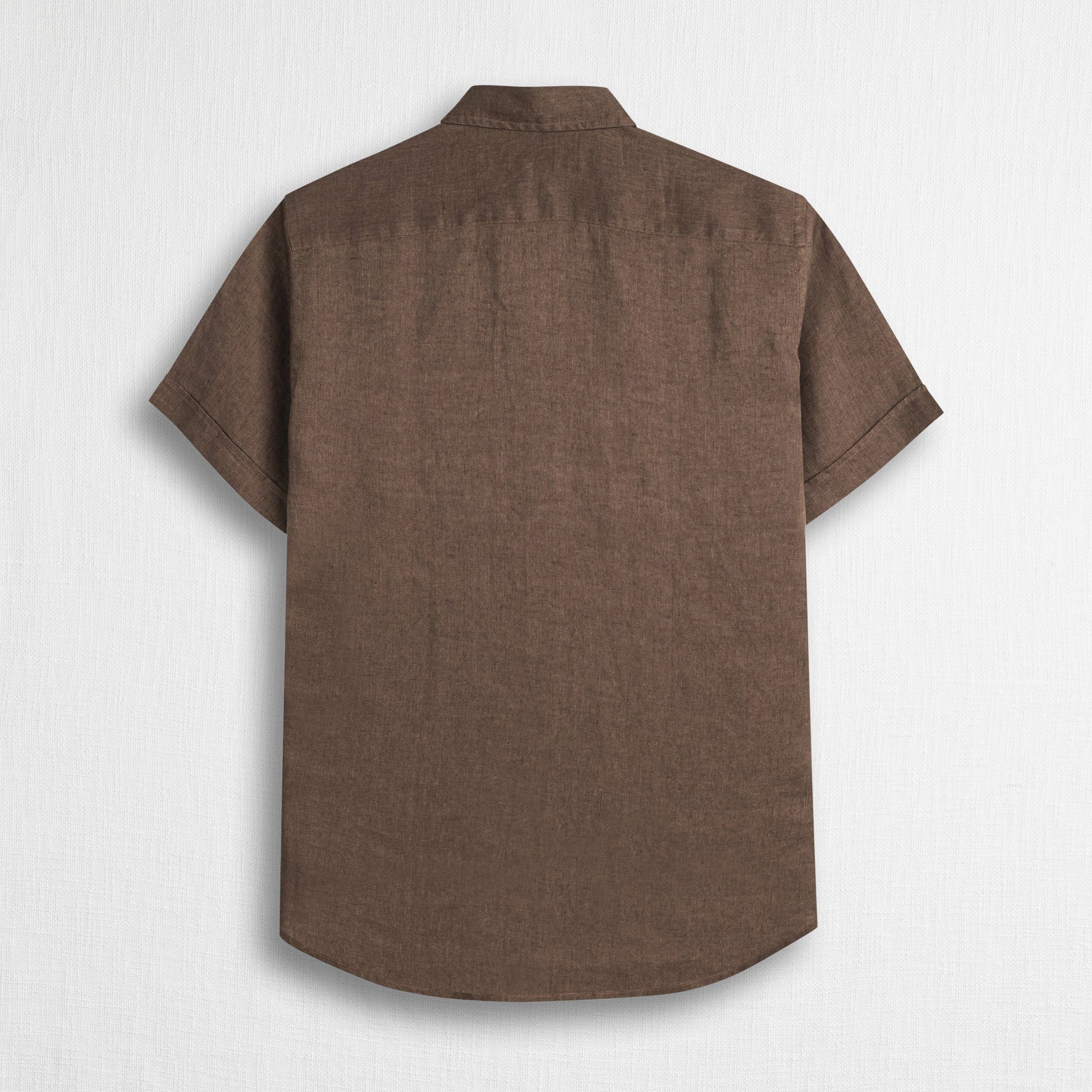 MCS Camicia 100% lino manica corta Marrone