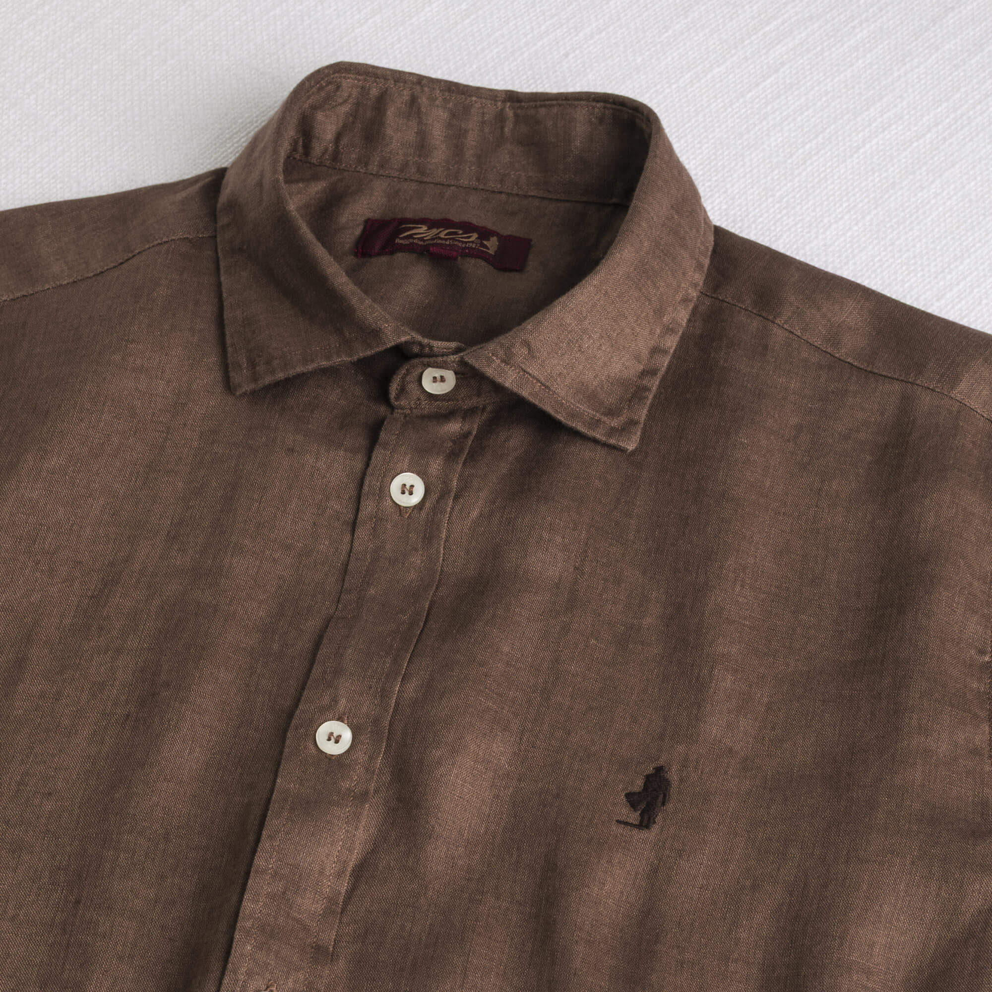 MCS Camicia 100% lino manica corta Marrone