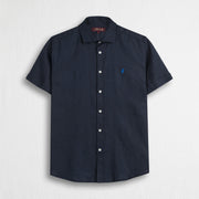 MCS Camicia 100% lino manica corta Blu