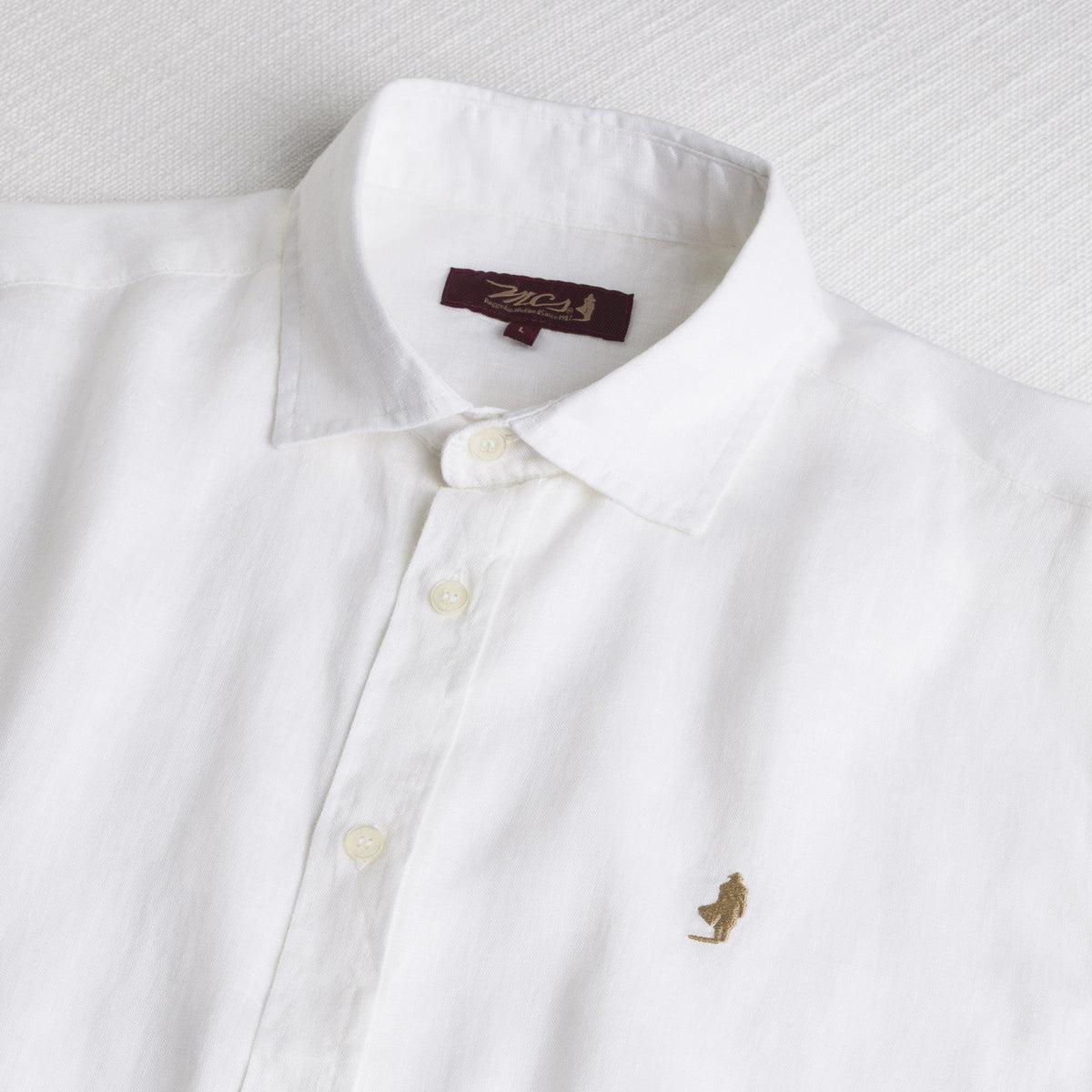 MCS Camicia 100% lino manica corta Bianco