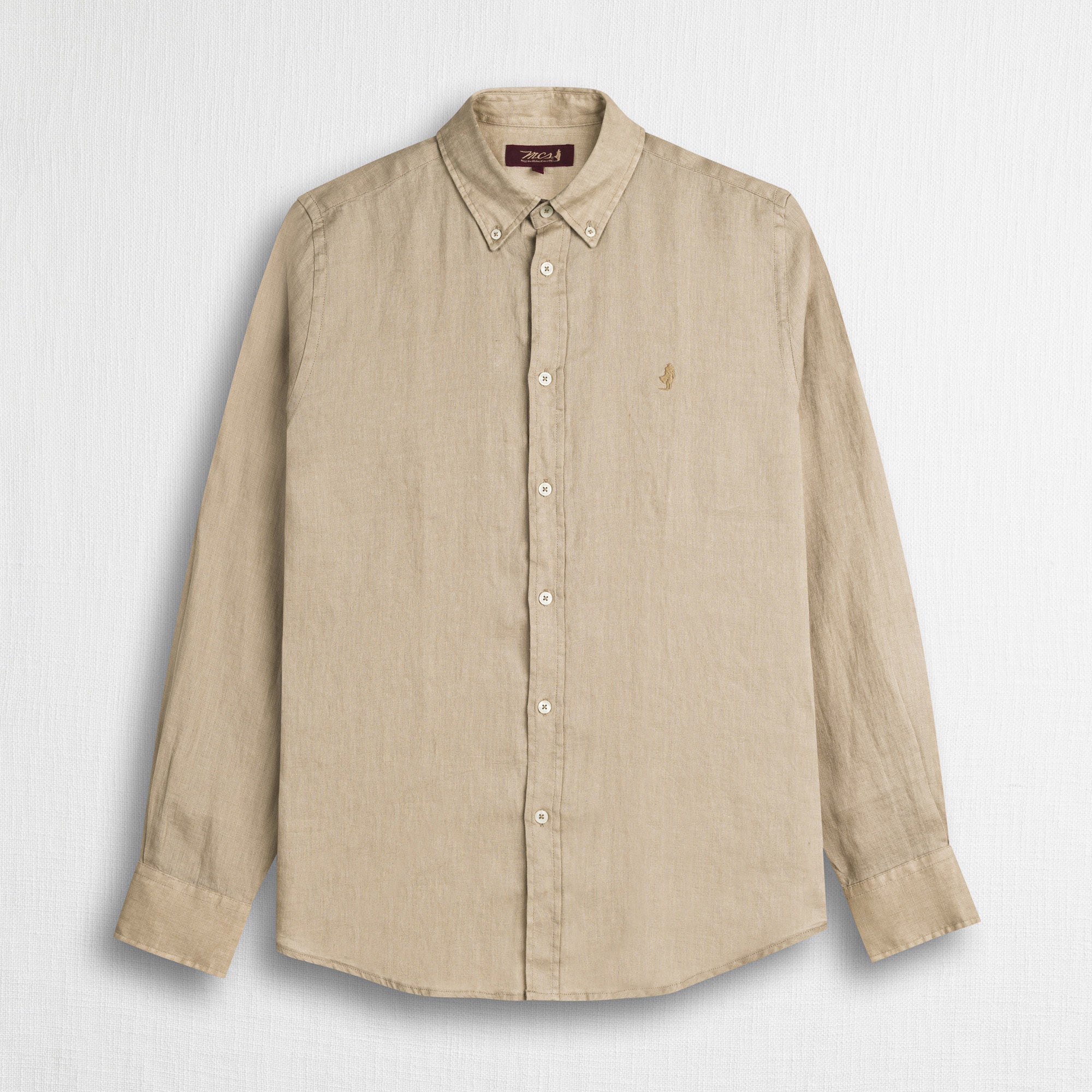 MCS Camicia 100% lino manica lunga Beige