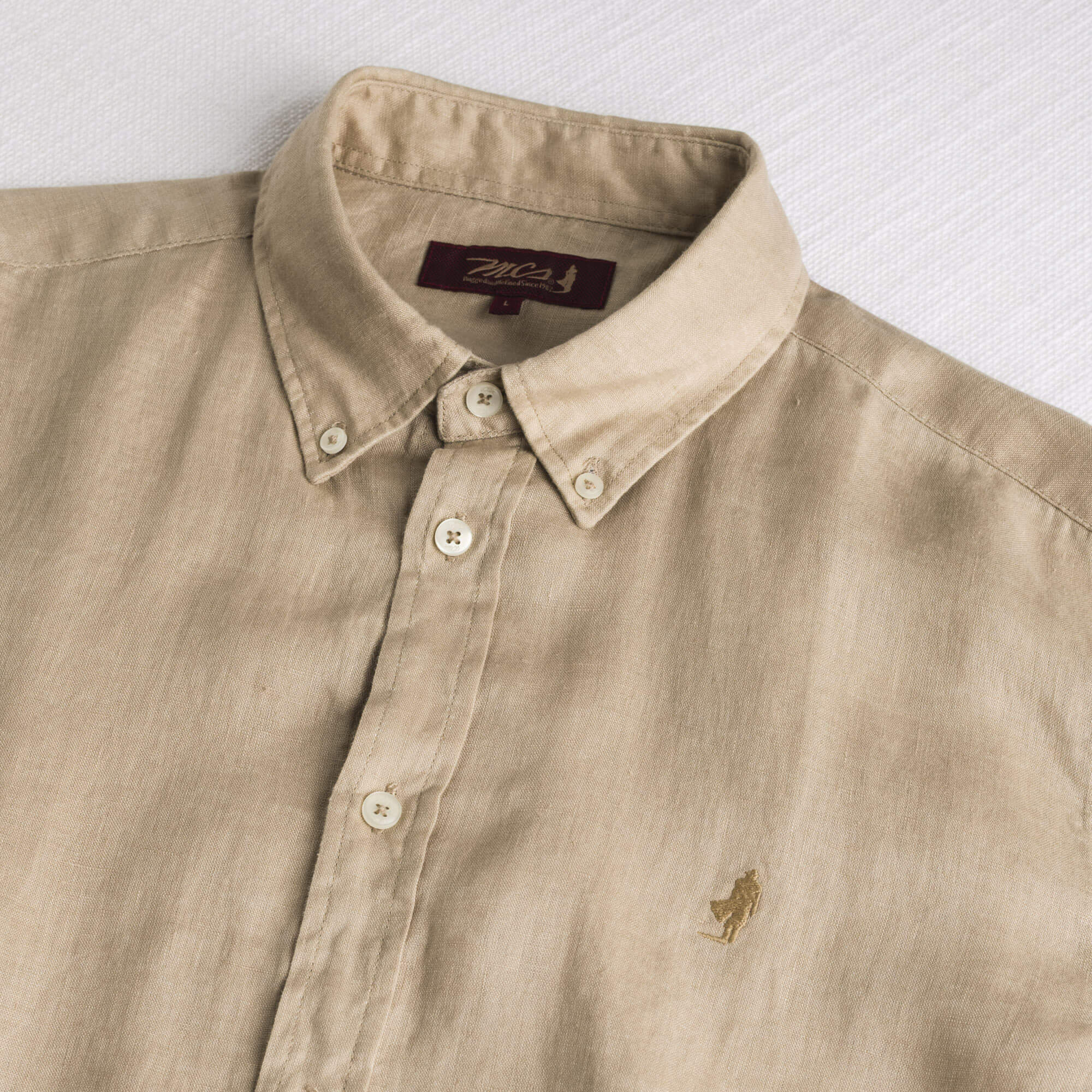 MCS Camicia 100% lino manica lunga Beige