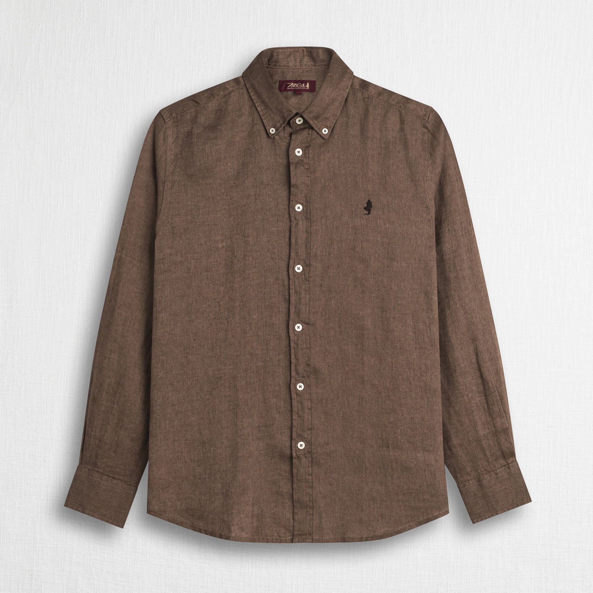 MCS Camicia 100% lino manica lunga Marrone