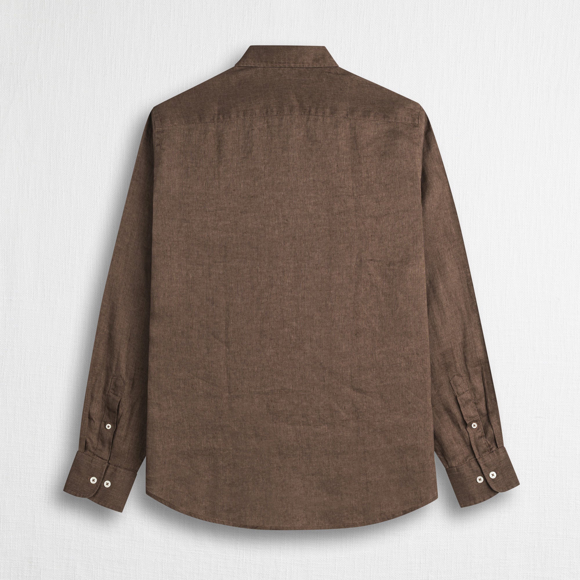 MCS Camicia 100% lino manica lunga Marrone