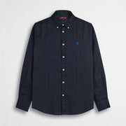MCS Camicia 100% lino manica lunga Blu