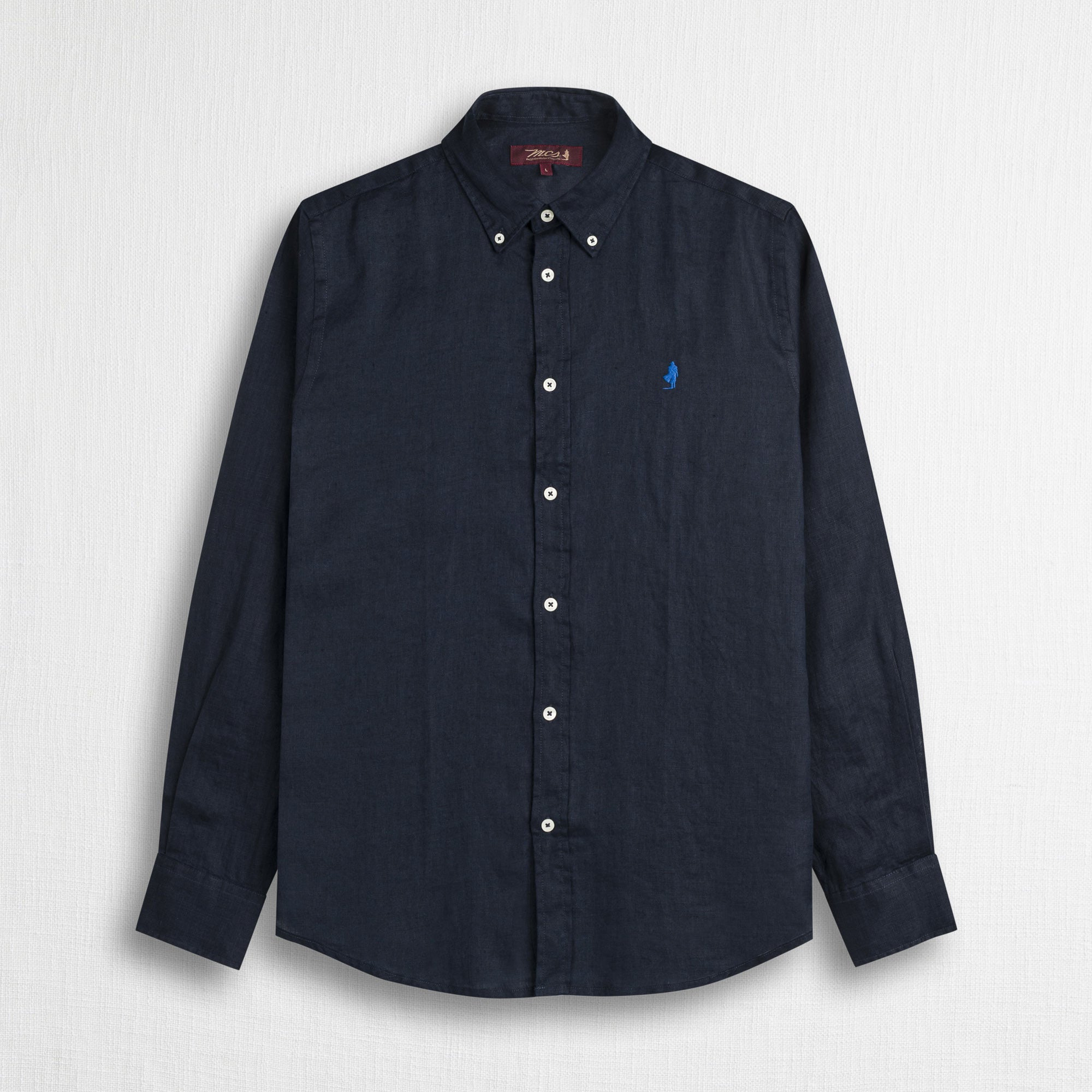 MCS Camicia 100% lino manica lunga Blu