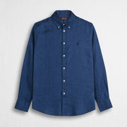 MCS Camicia 100% lino manica lunga Blu
