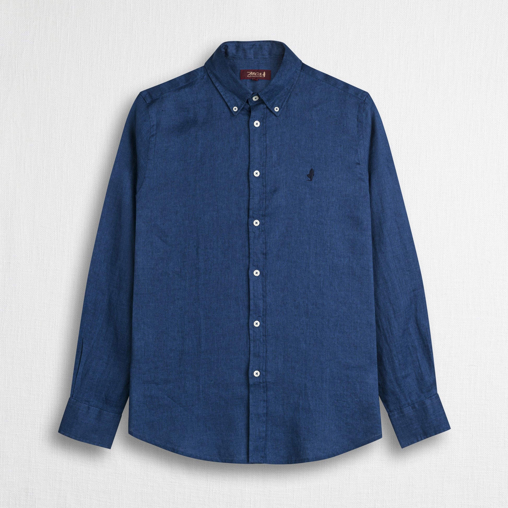 MCS Camicia 100% lino manica lunga Blu