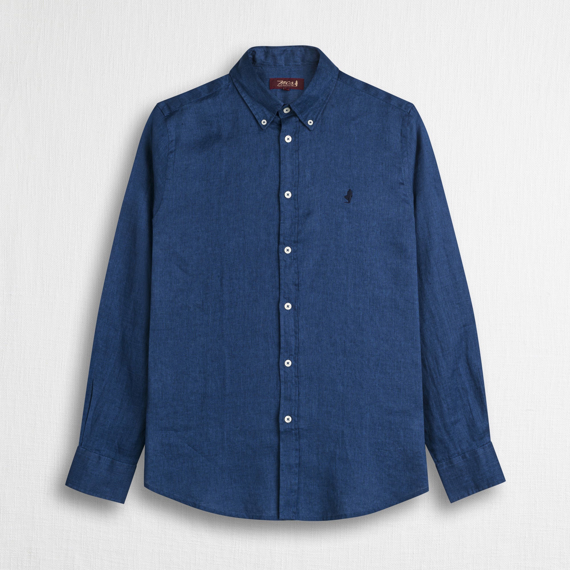 MCS Camicia 100% lino manica lunga Blu