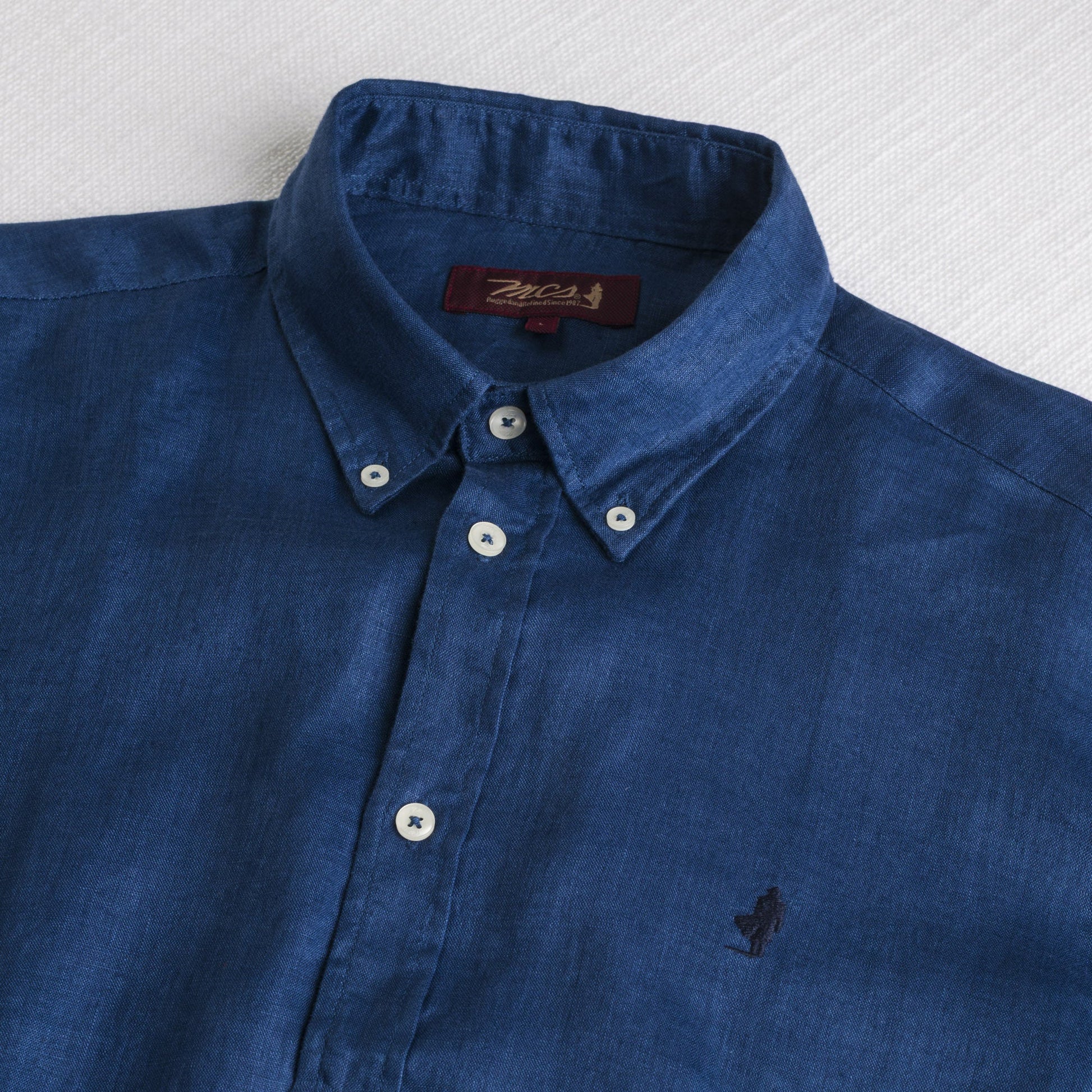 MCS Camicia 100% lino manica lunga Blu