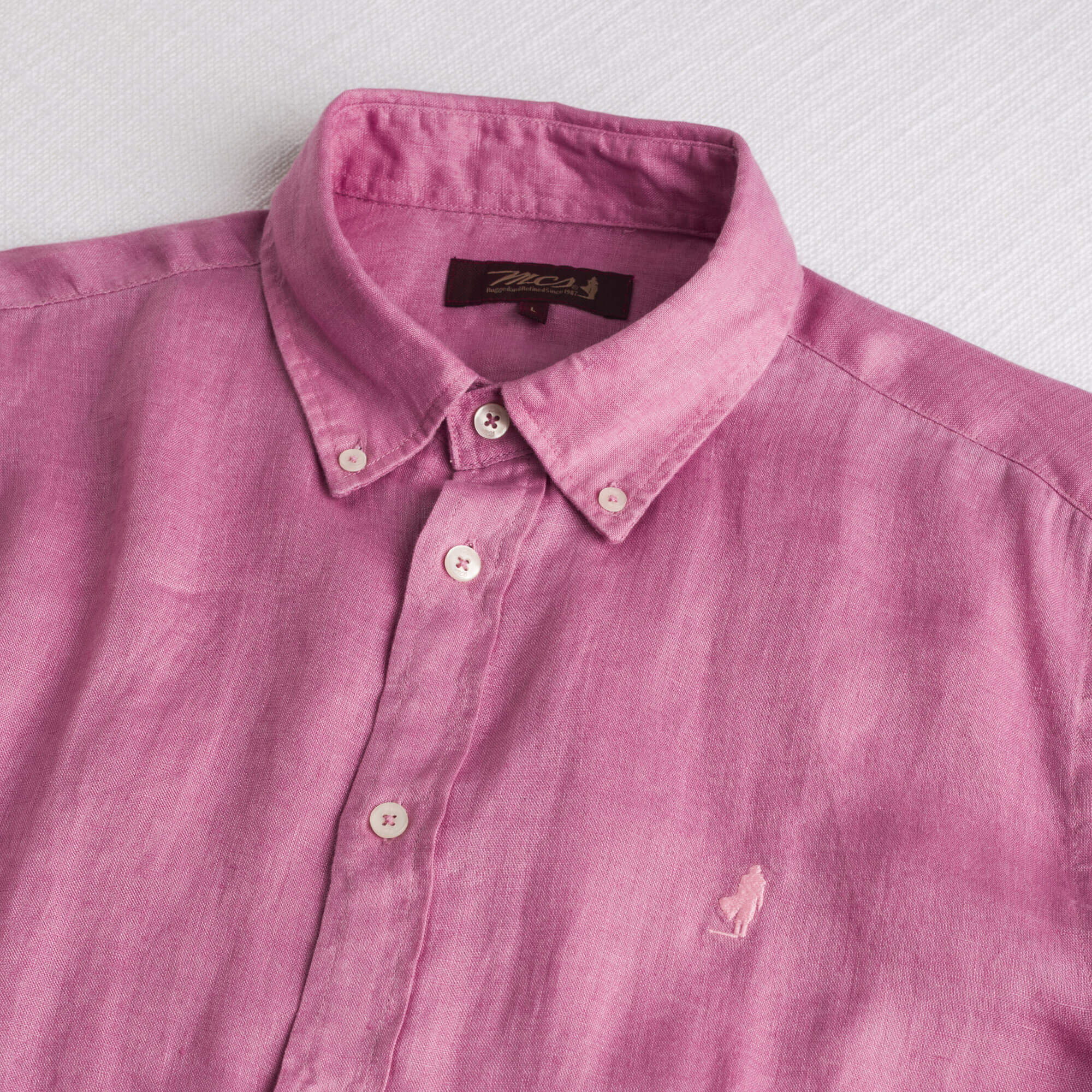 MCS Camicia 100% lino manica lunga Rosa