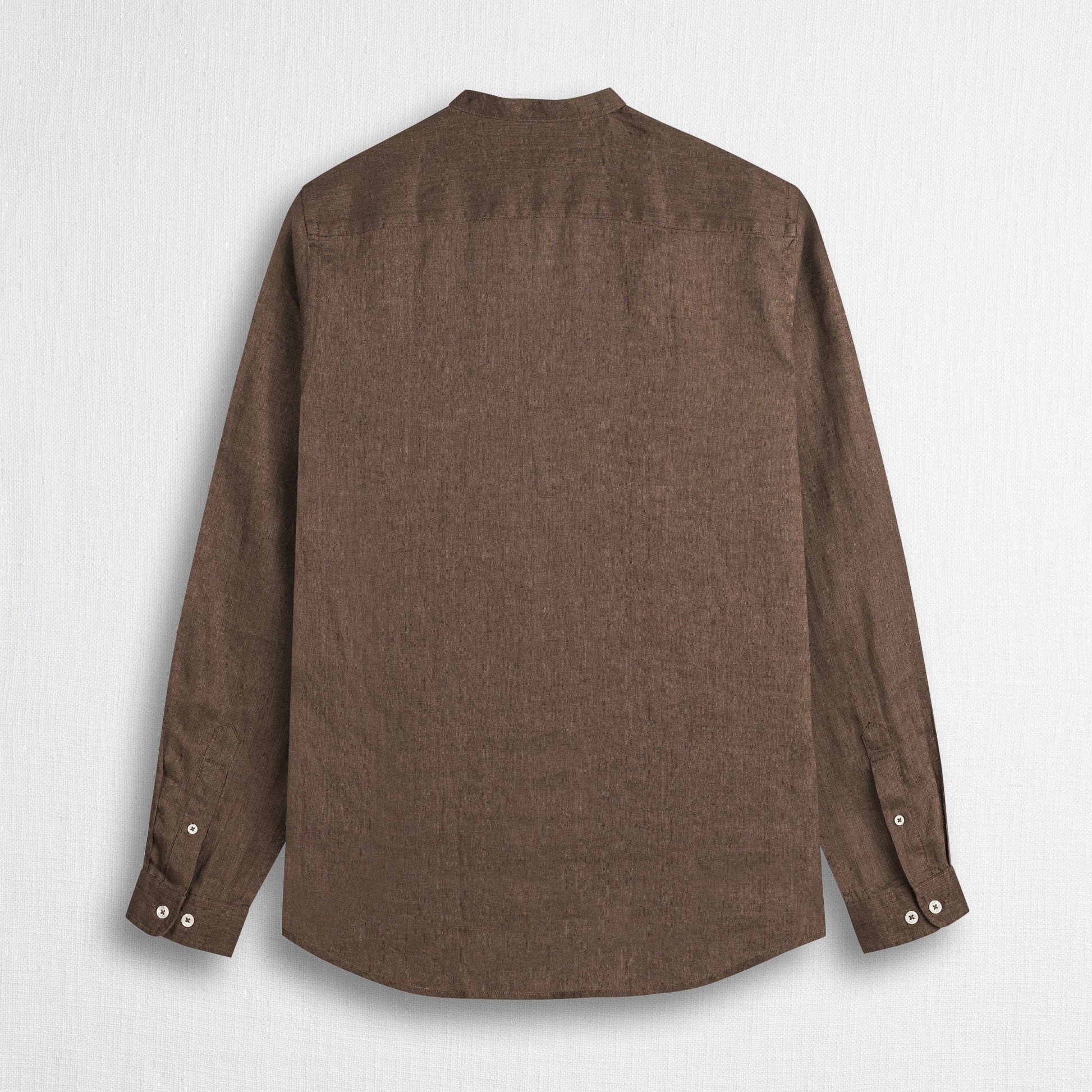 MCS Camicia 100% lino serafino con collo coreana Marrone