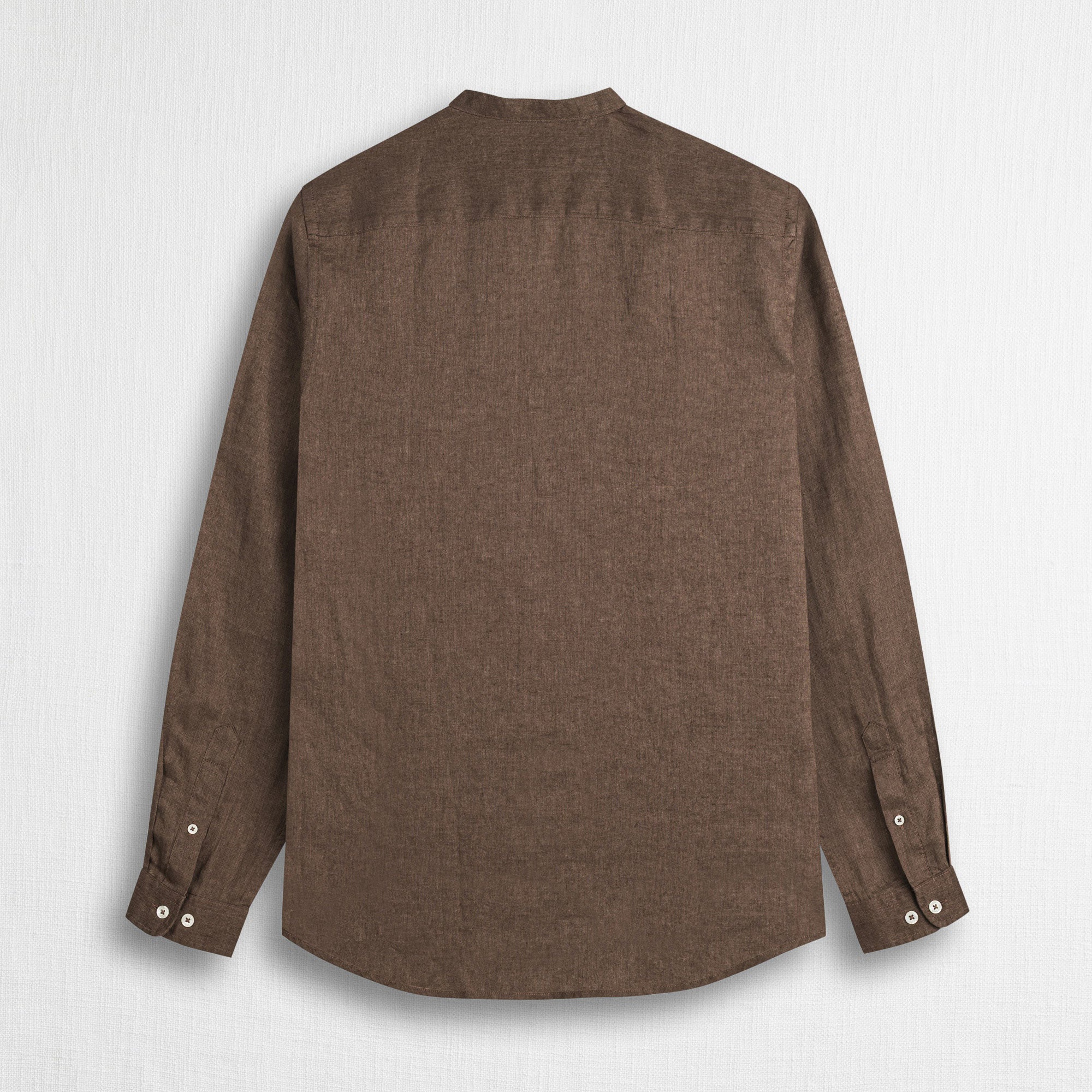 MCS Camicia 100% lino serafino con collo coreana Marrone
