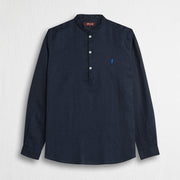 MCS Camicia 100% lino serafino con collo coreana Blu