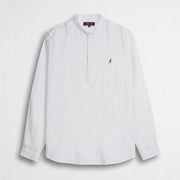 MCS Camicia 100% lino serafino con collo coreana Bianco