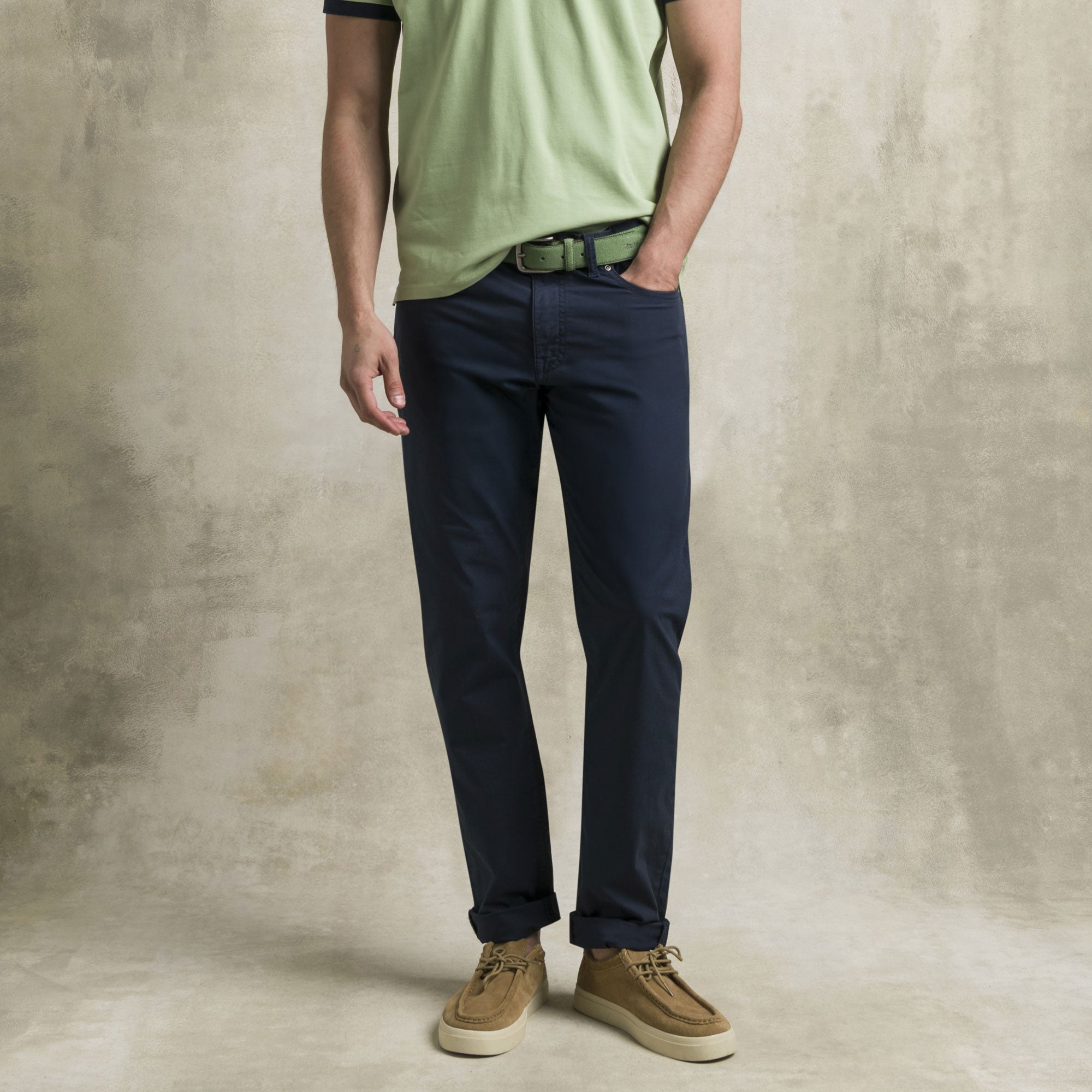 Jeans 5 tasche casual in popeline stretch - Navy Blue