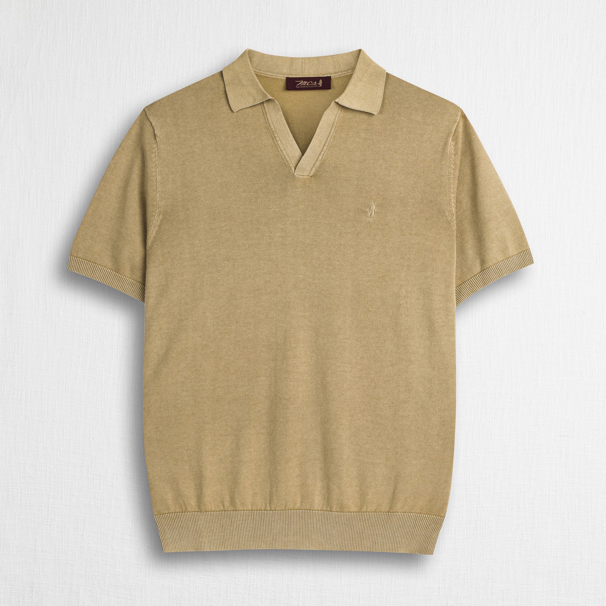 MCS Maglia a Manica Lunga 100% cotone acid wash Beige