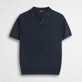 Maglia a Manica Lunga 100% cotone acid wash - Navy Blue