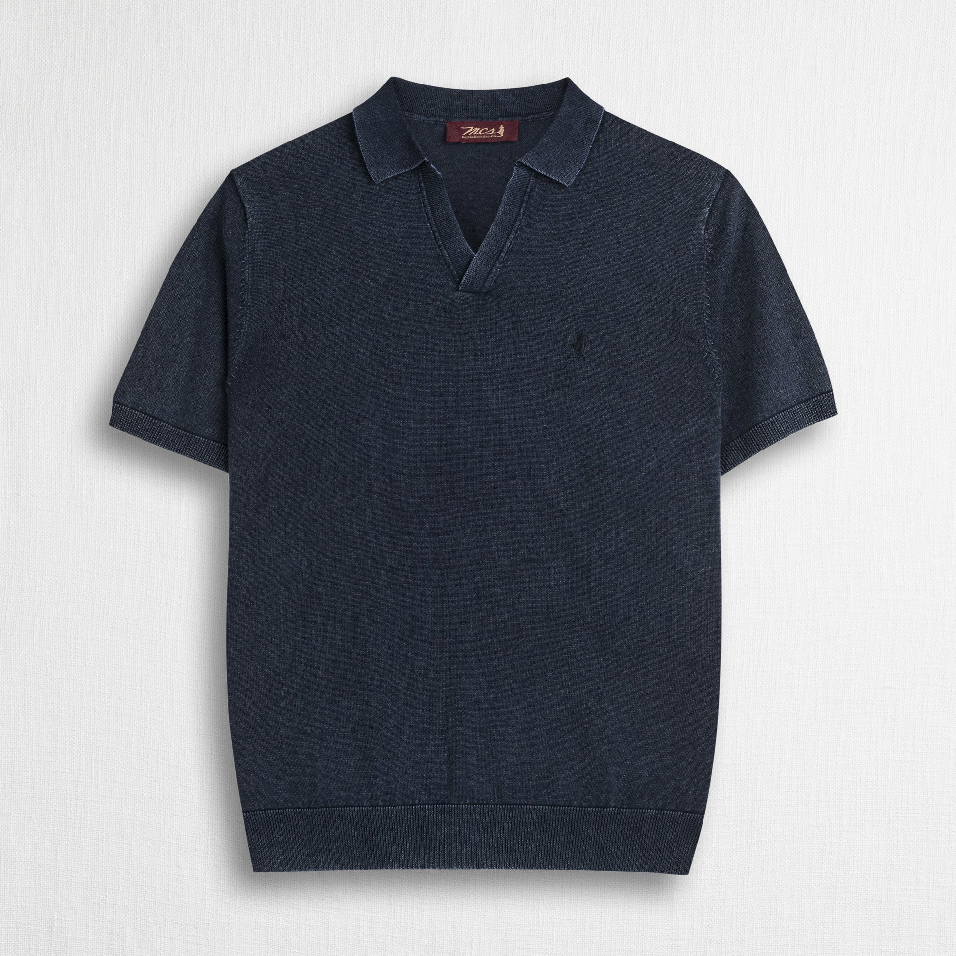 MCS Maglia a Manica Lunga 100% cotone acid wash Blu