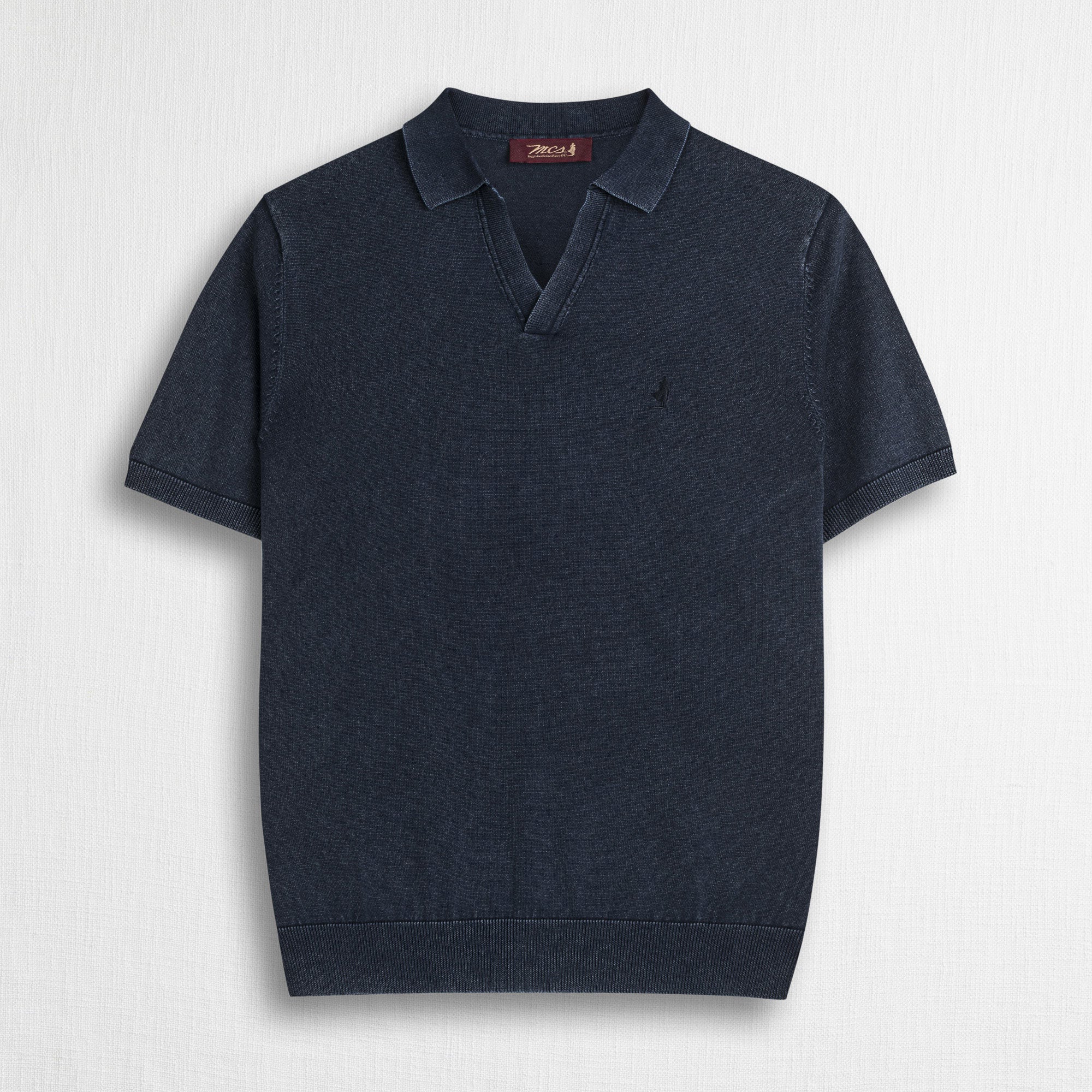 MCS Maglia a Manica Lunga 100% cotone acid wash Blu