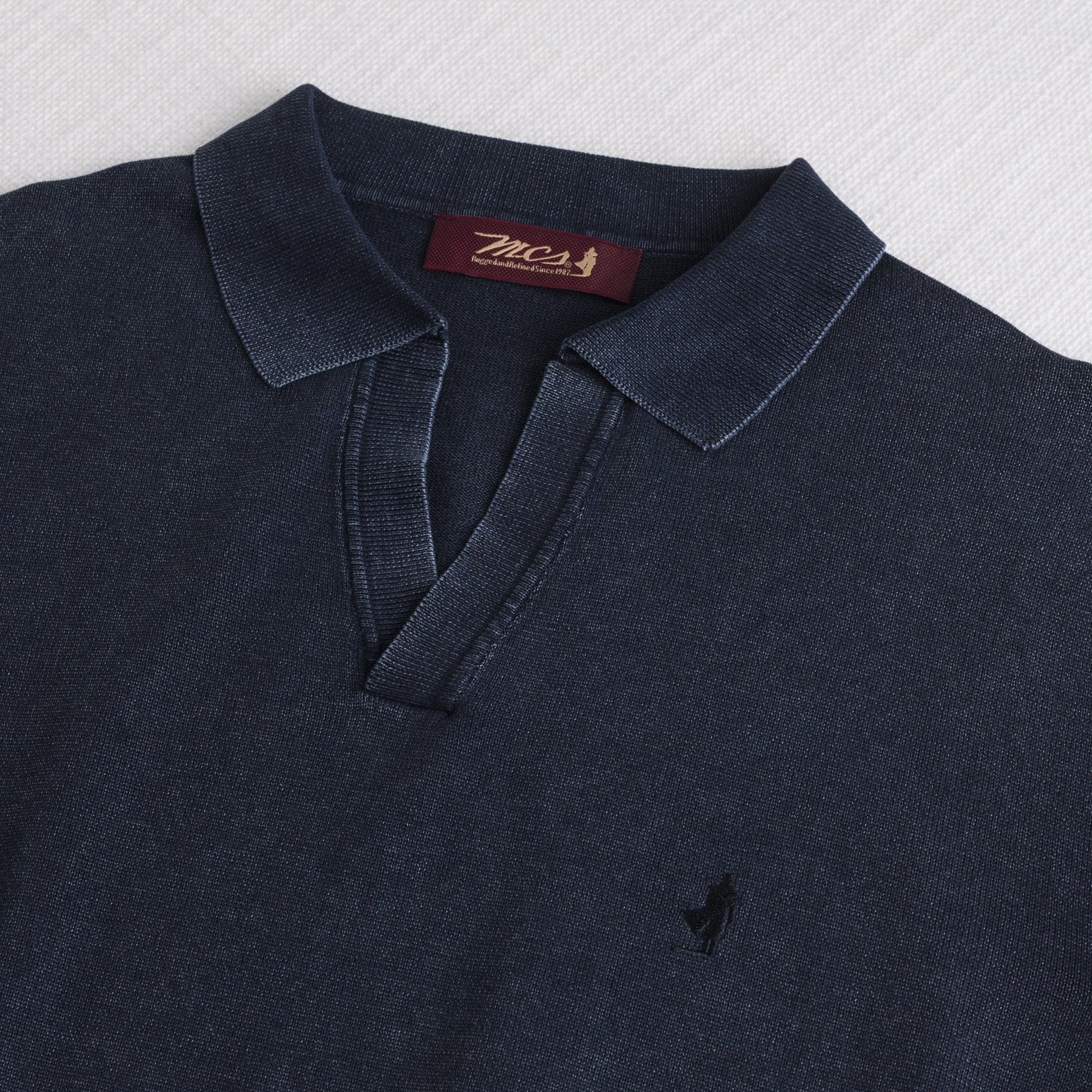 MCS Maglia a Manica Lunga 100% cotone acid wash Blu