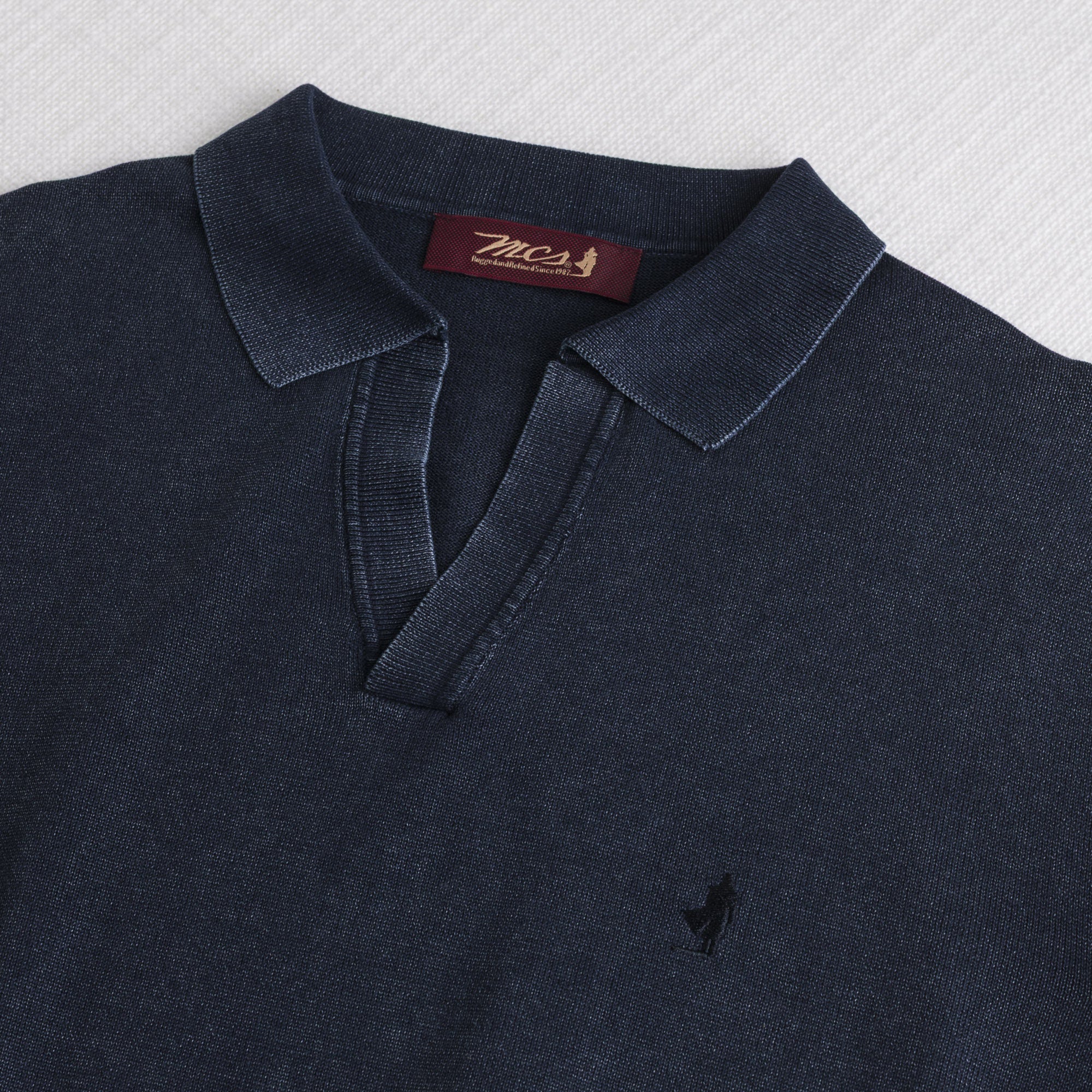 MCS Maglia a Manica Lunga 100% cotone acid wash Blu