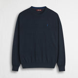 Maglia a Manica Lunga 100% cotone girocollo - Navy Blue