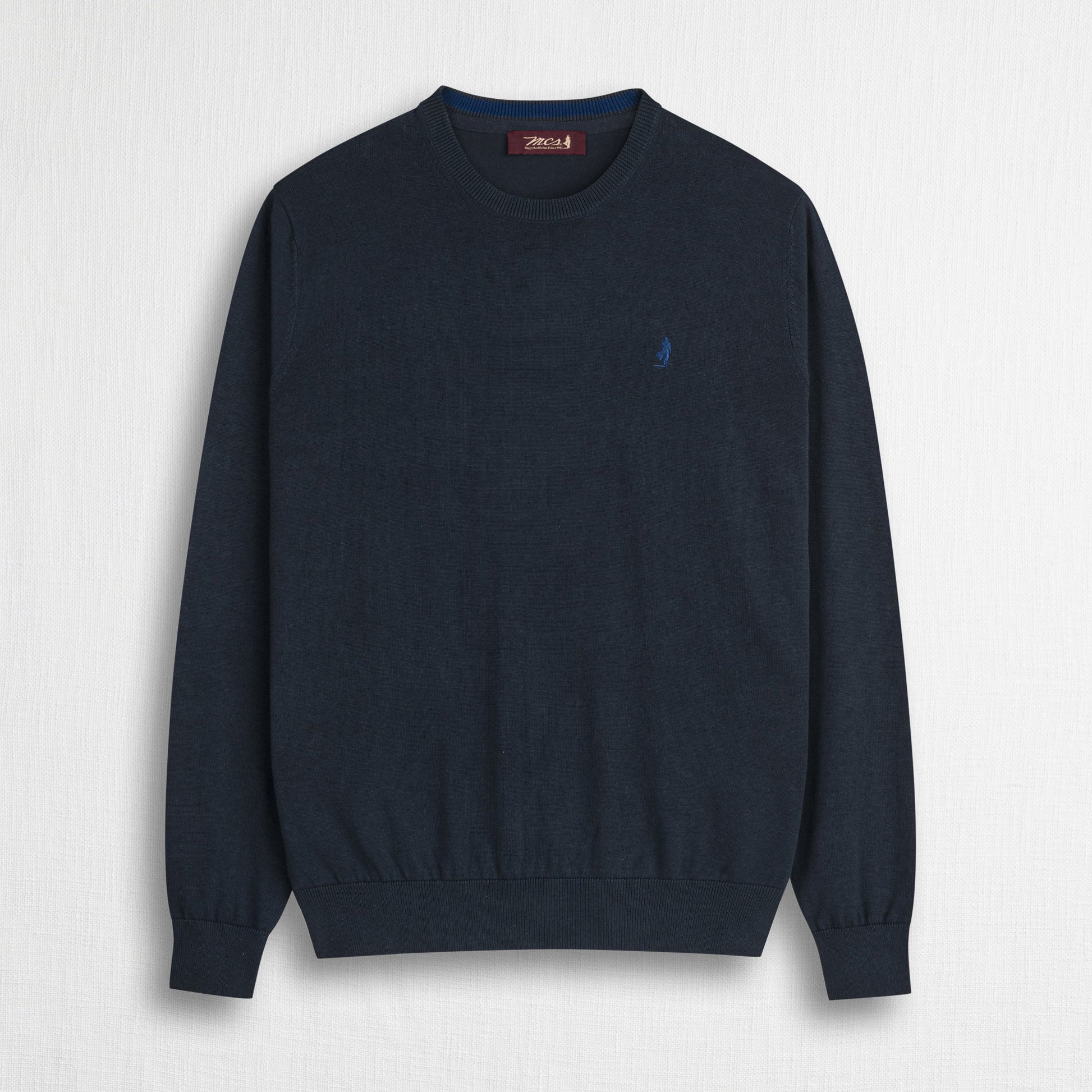 MCS Maglia a Manica Lunga 100% cotone girocollo Blu