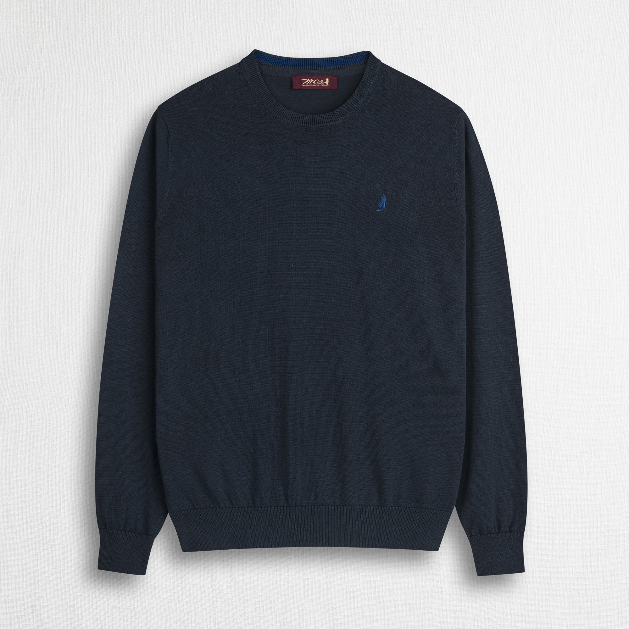 MCS Maglia a Manica Lunga 100% cotone girocollo Blu