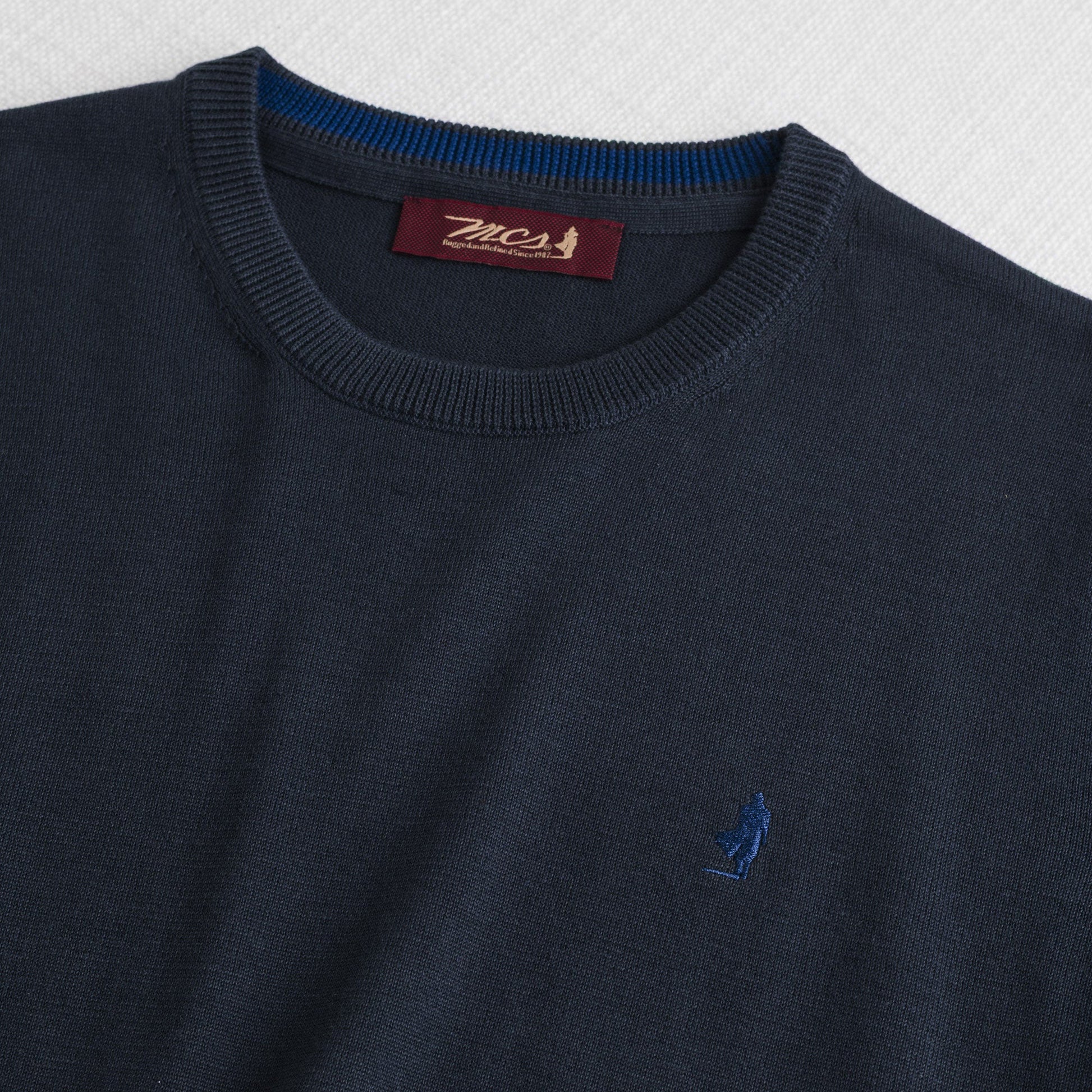 MCS Maglia a Manica Lunga 100% cotone girocollo Blu